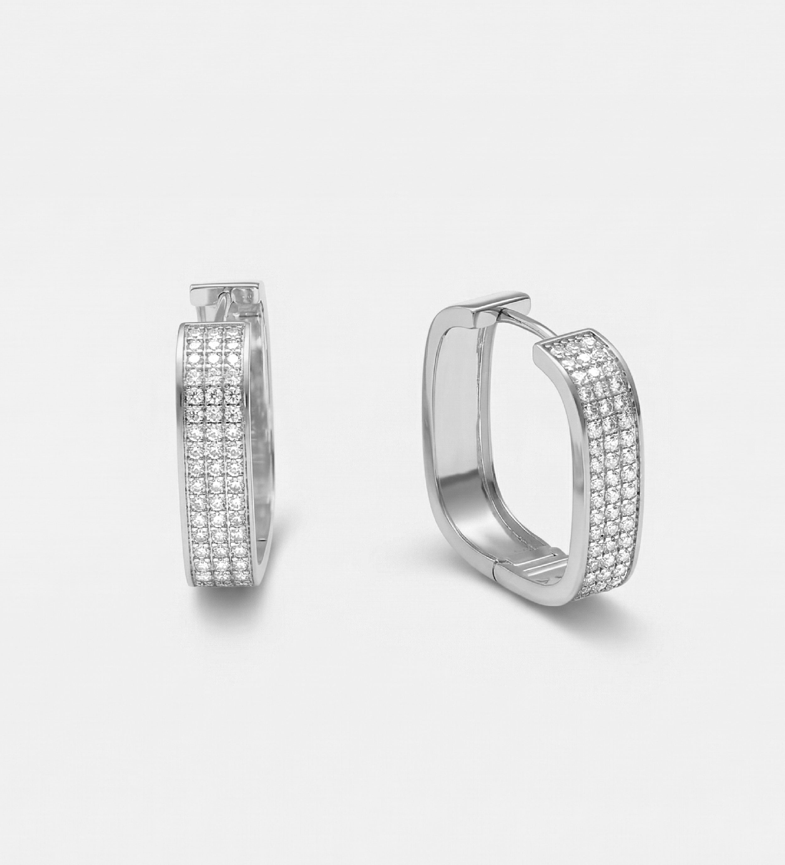 Micro Pavé Square Hoops With High Quality Simulated Diamonds - Ash & Harry
