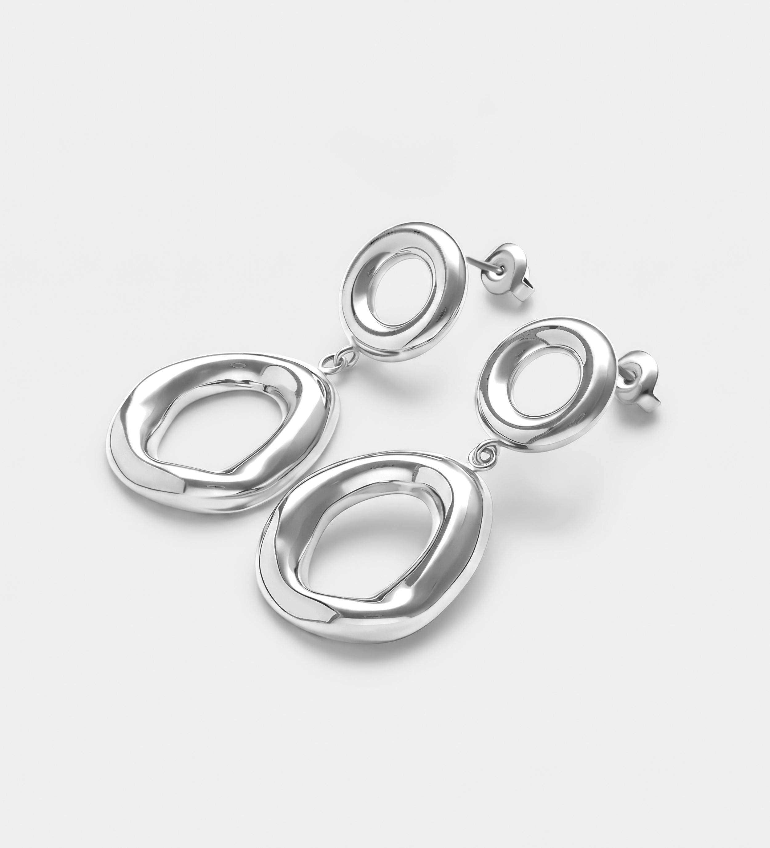 Molten Halo Drop Earrings in Silver - Ash & Harry