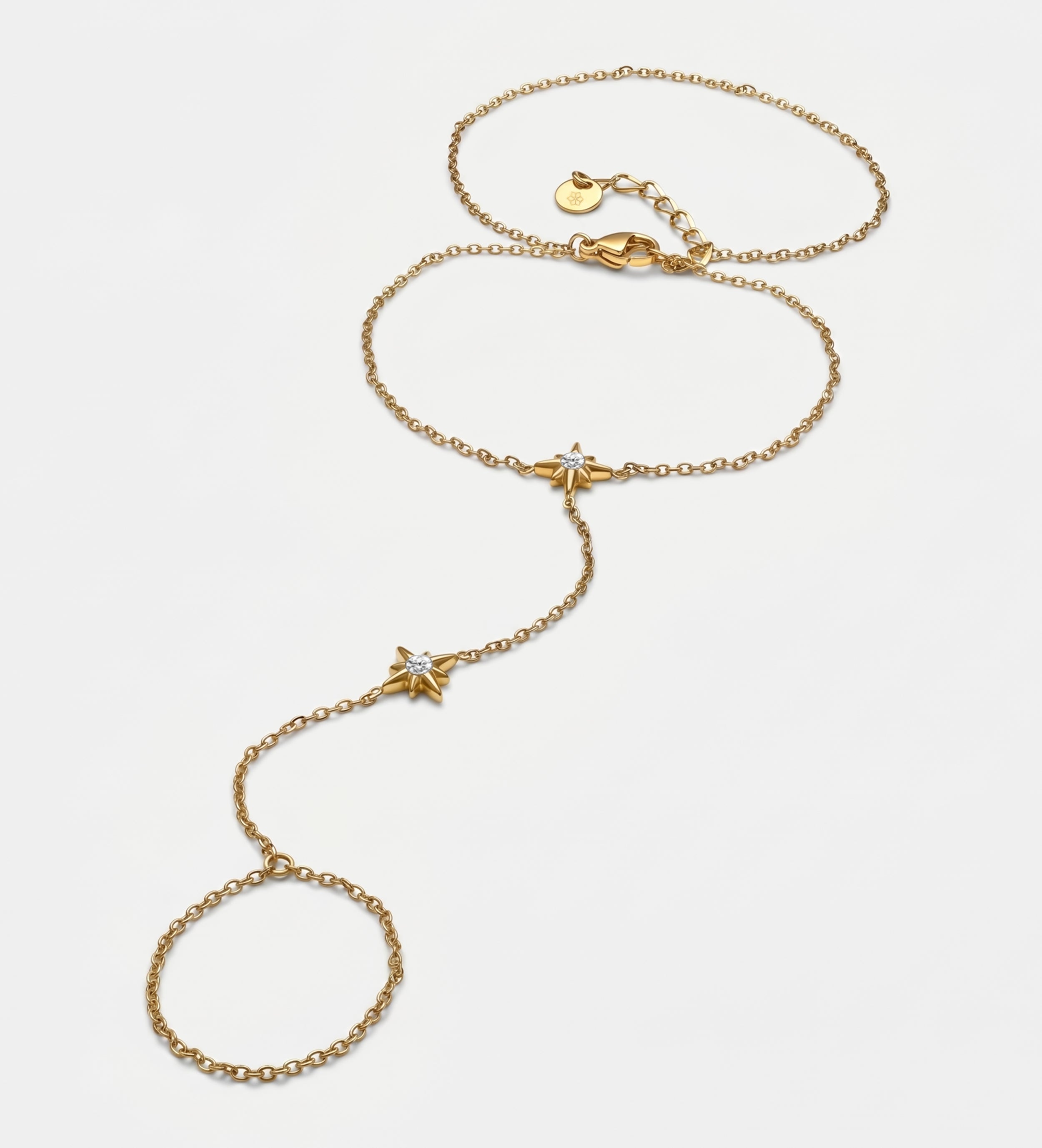 Najma Hand Chain in Gold With High Quality Simulated Diamonds - Ash & Harry