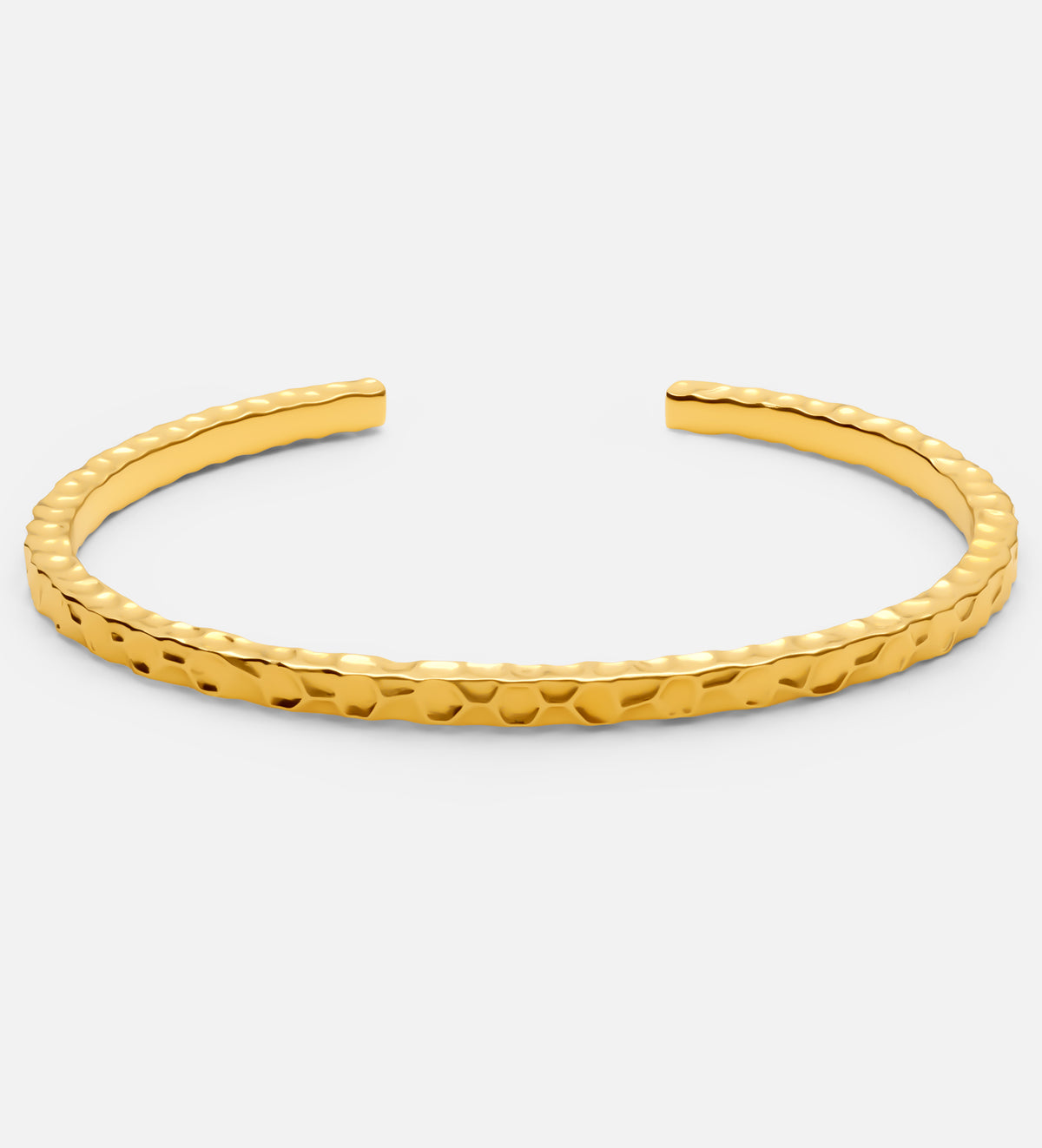 Artisan Hammered Cuff Bracelet in 18k Gold Plating on 925 Silver - Ash & Harry