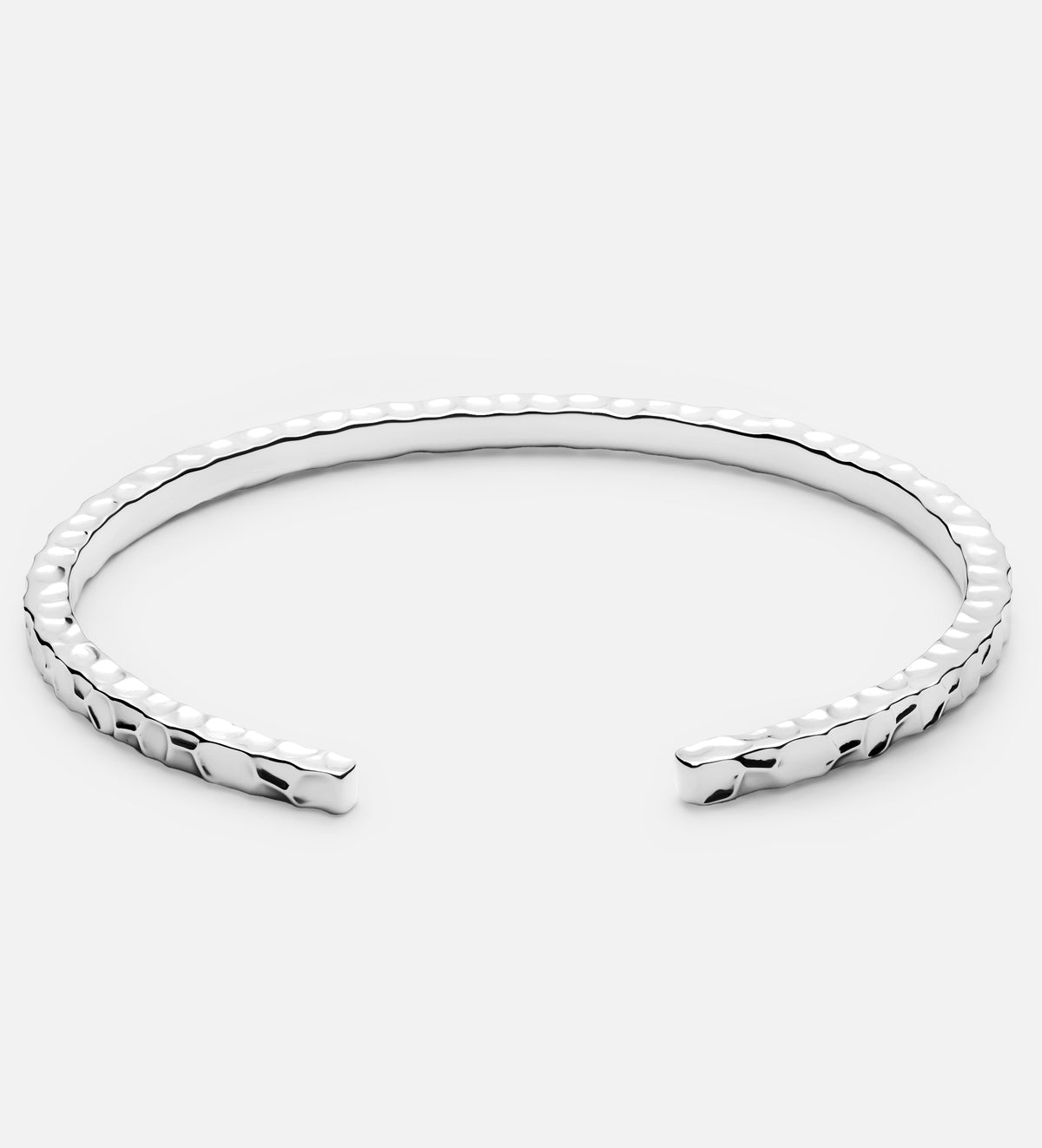 Artisan Hammered Cuff Bracelet in Rhodium Plating on 925 Silver - Ash & Harry