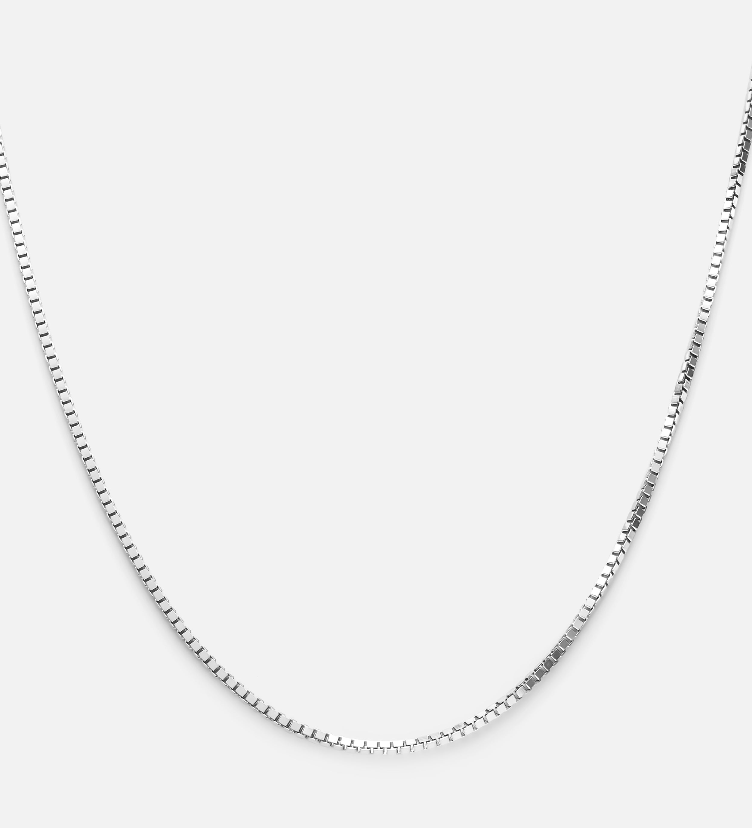 Box Chain Necklace in Rhodium Plating on 925 Silver - Ash & Harry