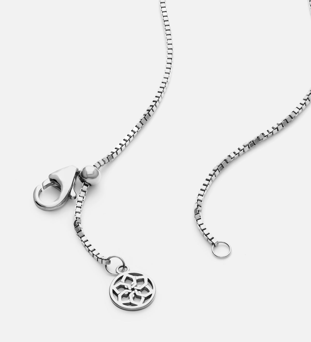 Box Chain Necklace in Rhodium Plating on 925 Silver - Ash & Harry