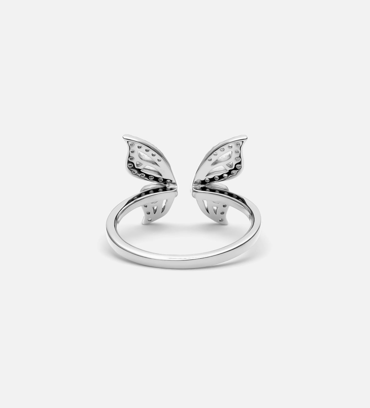 Butterfly Open Ring in Rhodium Plating on 925 Silver - Ash & Harry