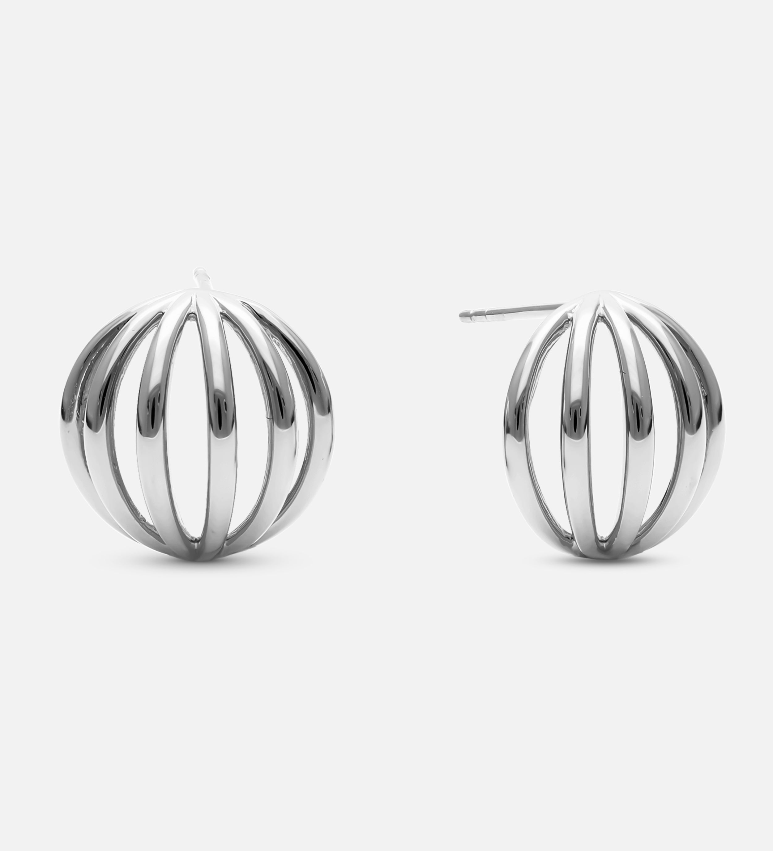 Caged Stud Earrings in Rhodium Plating on 925 Silver - Ash & Harry