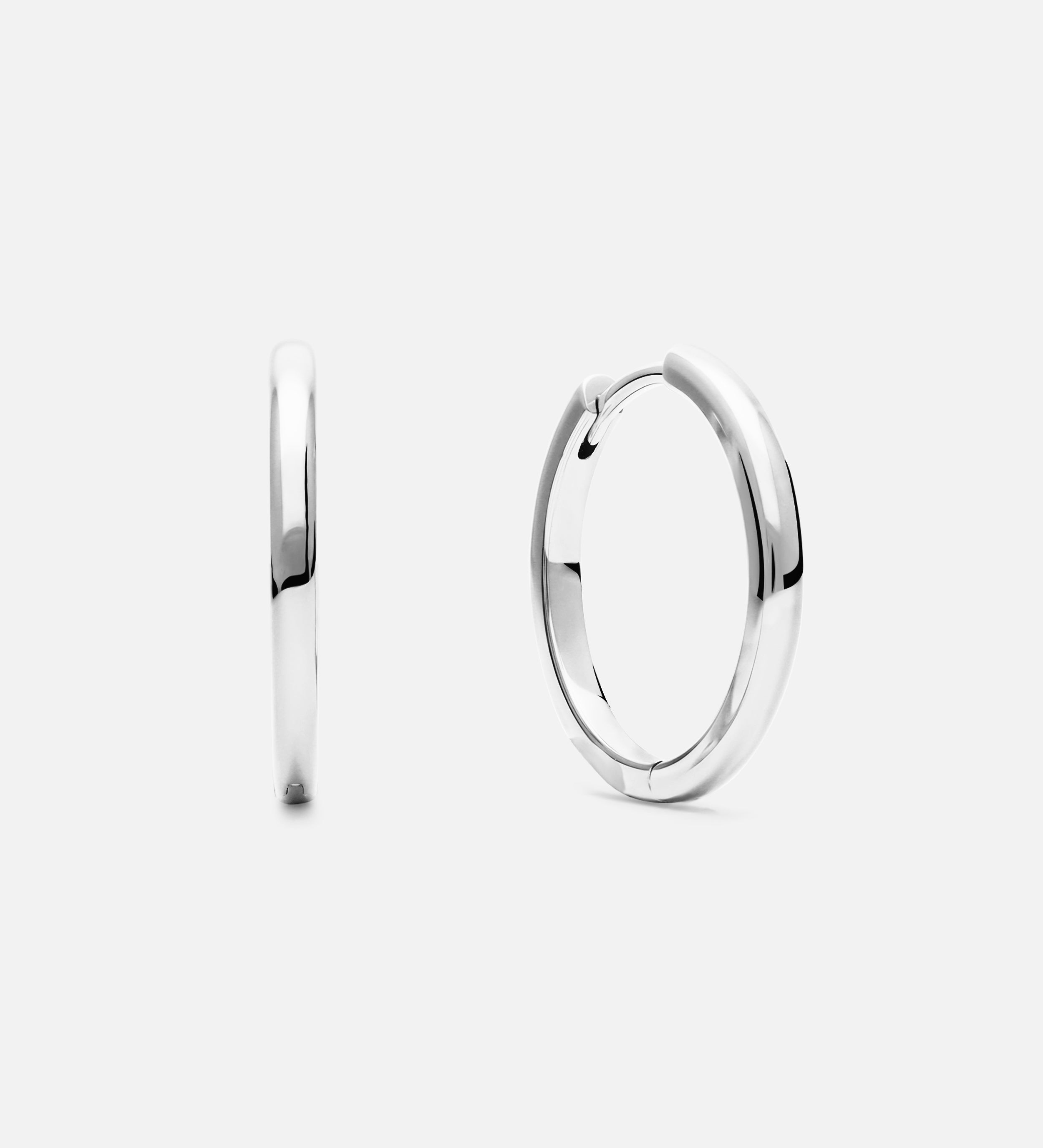 Classic Large Hoops in Rhodium Plating on 925 Silver - Ash & Harry
