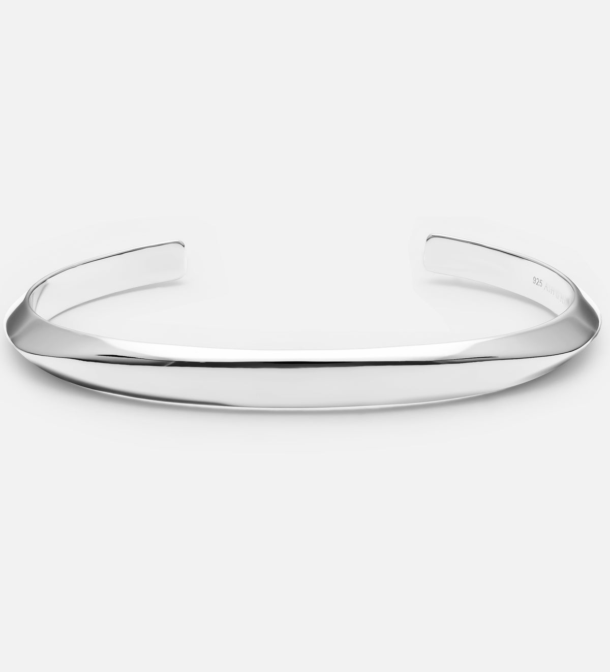 Classic Ridged Cuff Bracelet in Rhodium Plating on 925 Silver - Ash & Harry