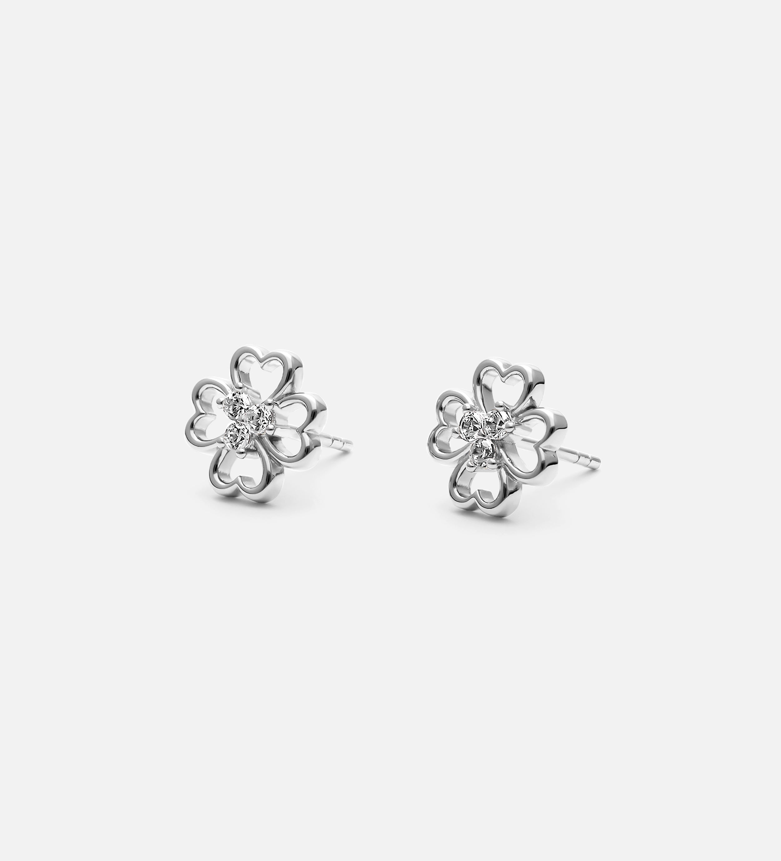 Lucky Clover Earrings in Rhodium Plating on 925 Silver - Ash & Harry