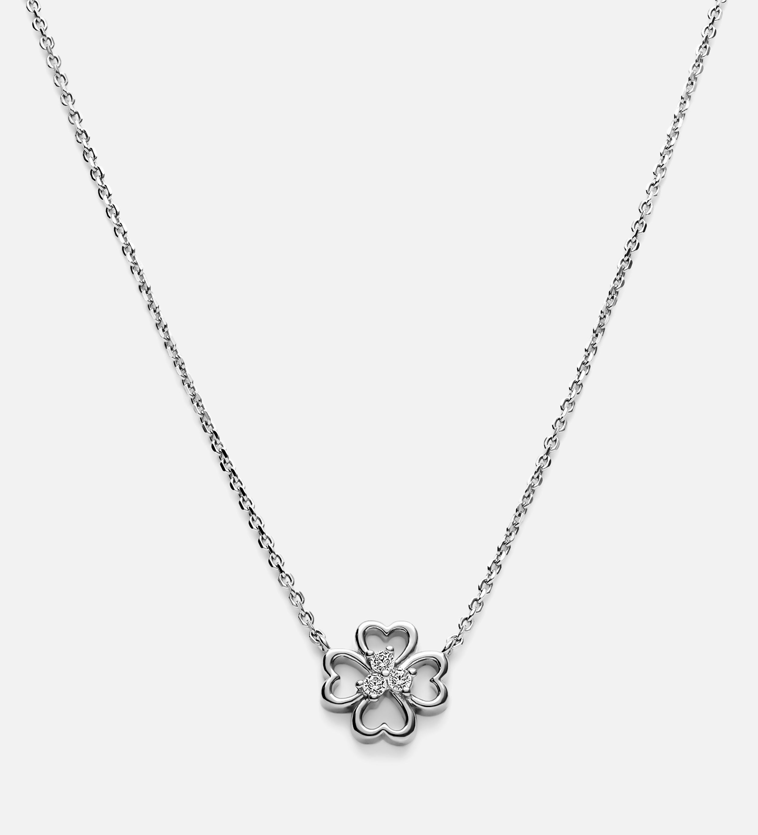 Lucky Clover Necklace in Rhodium Plating on 925 Silver - Ash & Harry