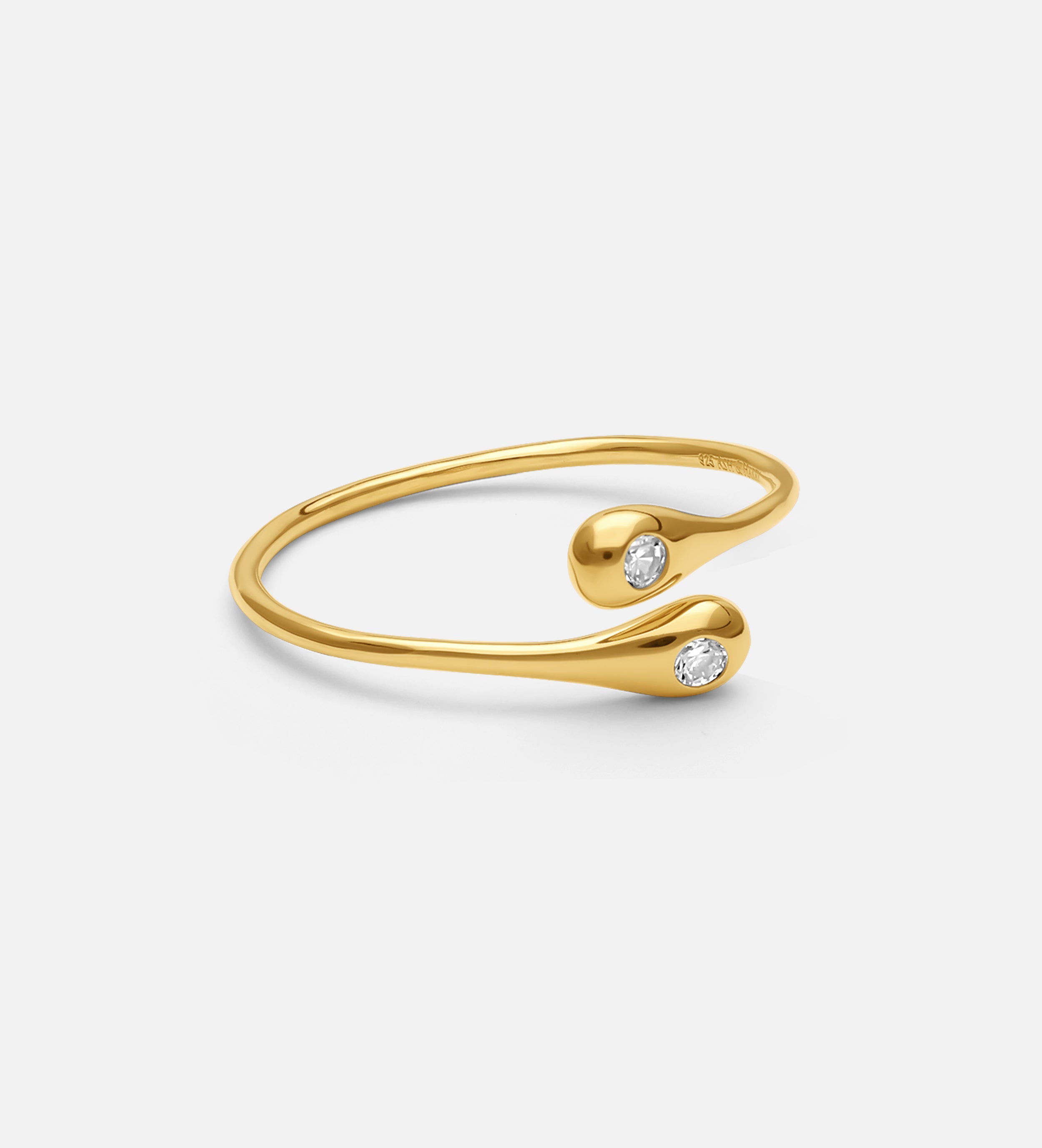 Dew Drops Open Ring in 18k Gold Plating on 925 Silver - Ash & Harry