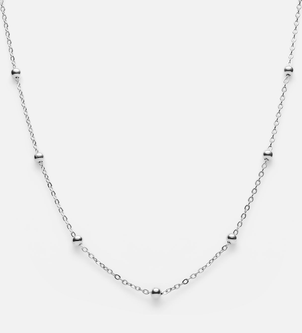 Dotted Chain Necklace in Rhodium Plating on 925 Silver - Ash & Harry
