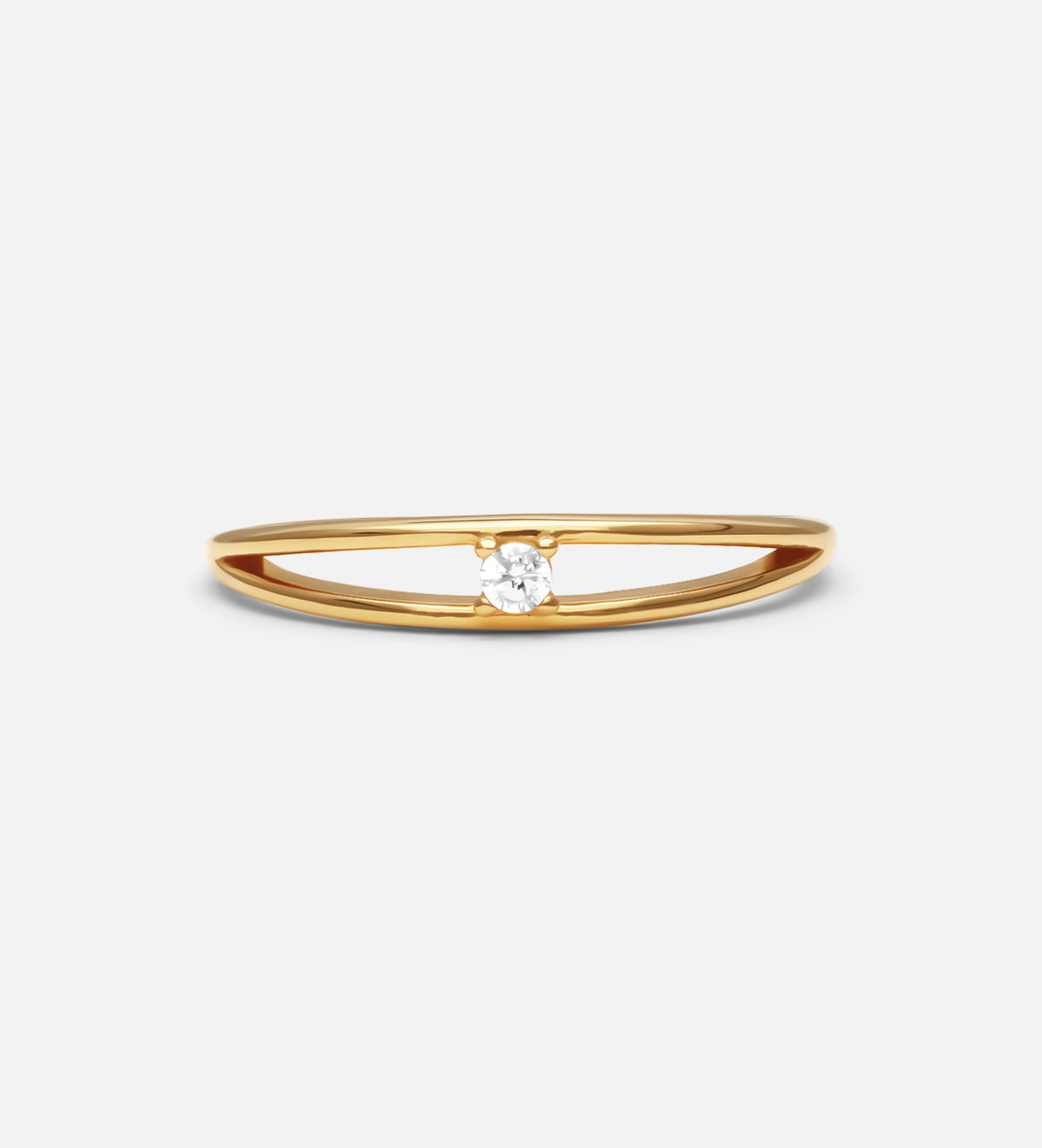 Double Band Solitaire Ring in 18k Gold Plating on 925 Silver - Ash & Harry