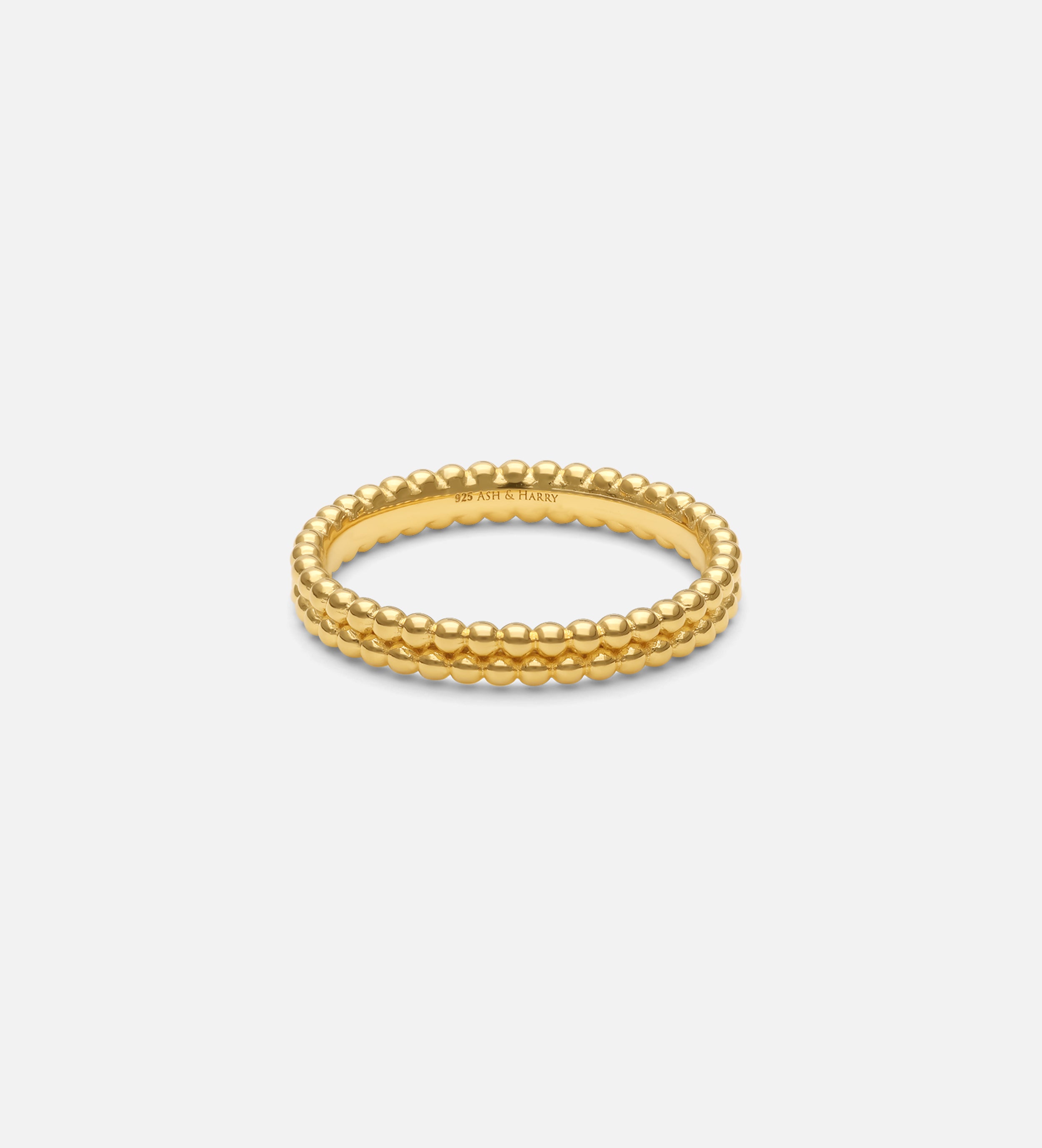 Double Beaded Stacker Ring in 18k Gold Plating on 925 Silver - Ash & Harry