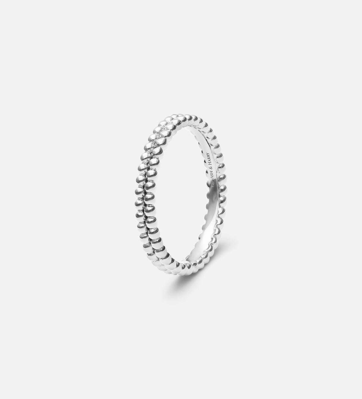 Double Beaded Stacker Ring in Rhodium Plating on 925 Silver - Ash & Harry