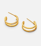 Double Huggie Earrings in 18k Gold Plating on 925 Silver - Ash & Harry