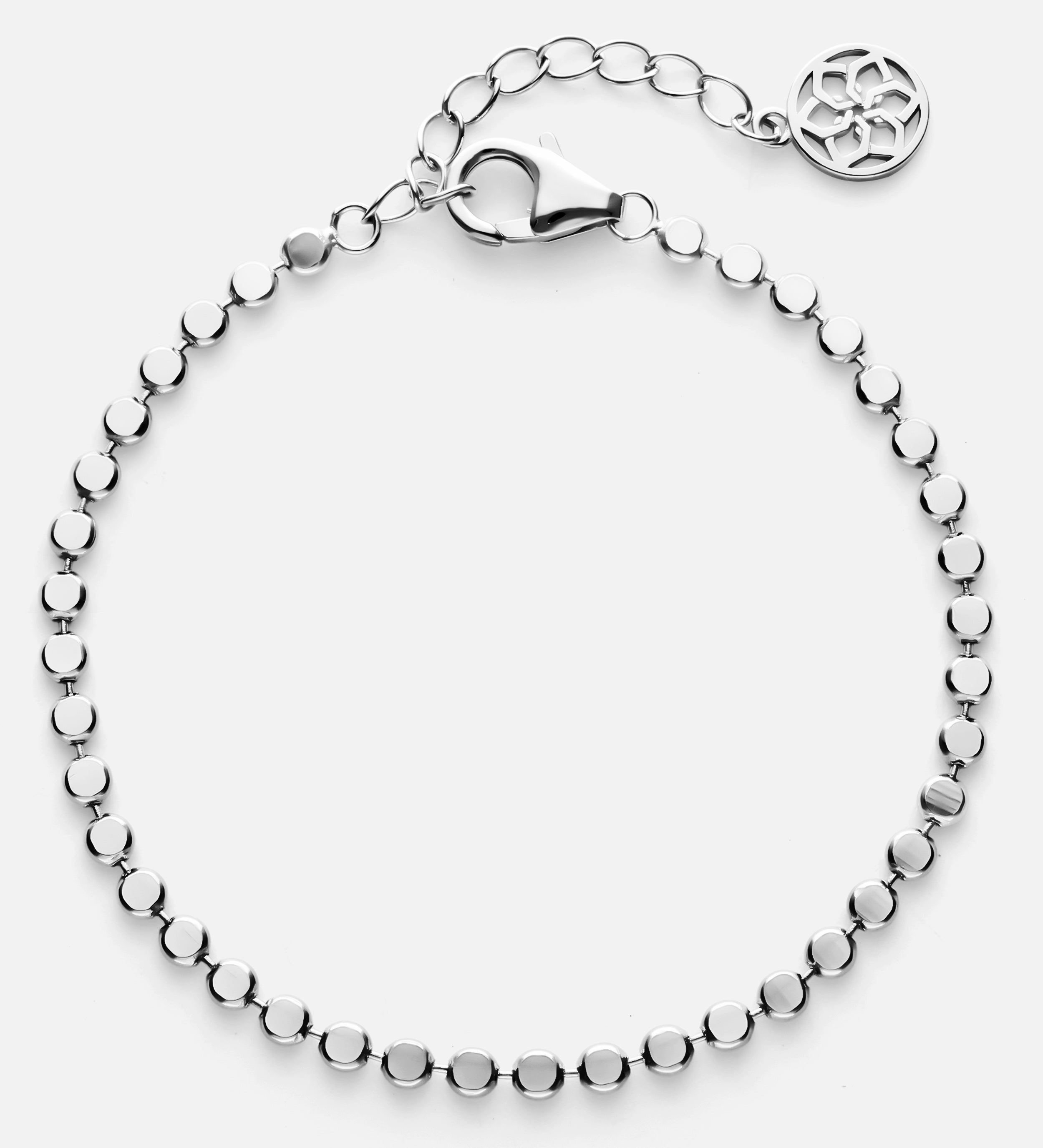 Flat Beaded Bracelet in Rhodium Plating on 925 Silver - Ash & Harry
