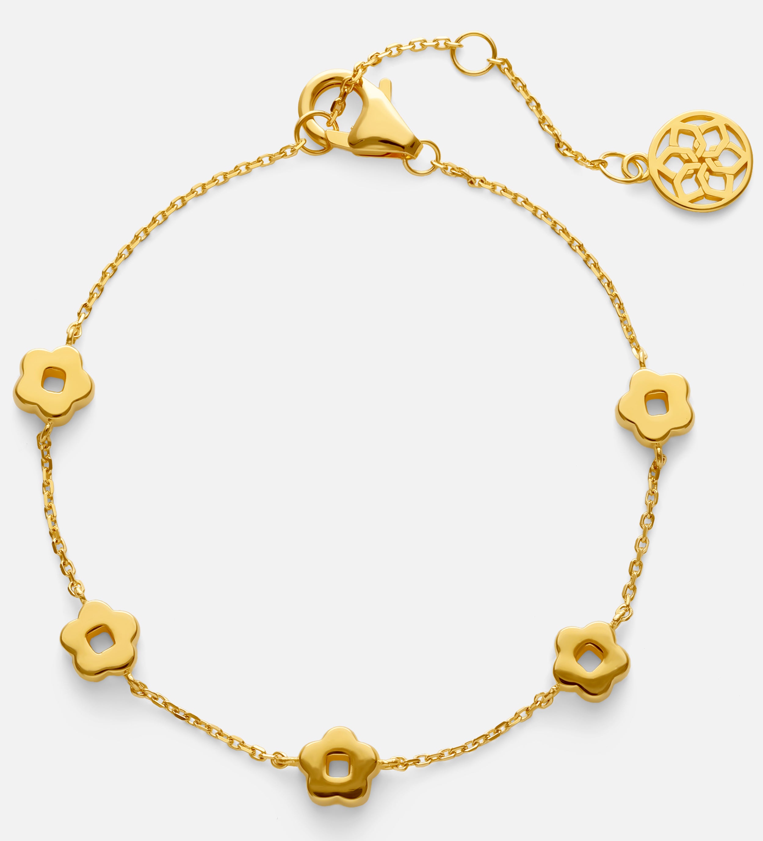 Flower Interval Chain Bracelet in 18k Gold Plating on 925 Silver - Ash & Harry