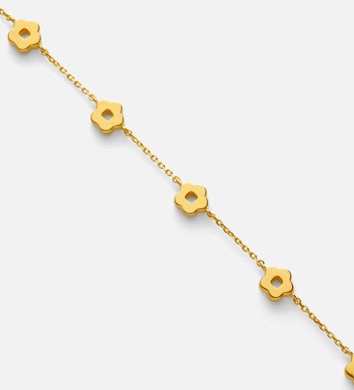 Flower Interval Chain Bracelet in 18k Gold Plating on 925 Silver - Ash & Harry