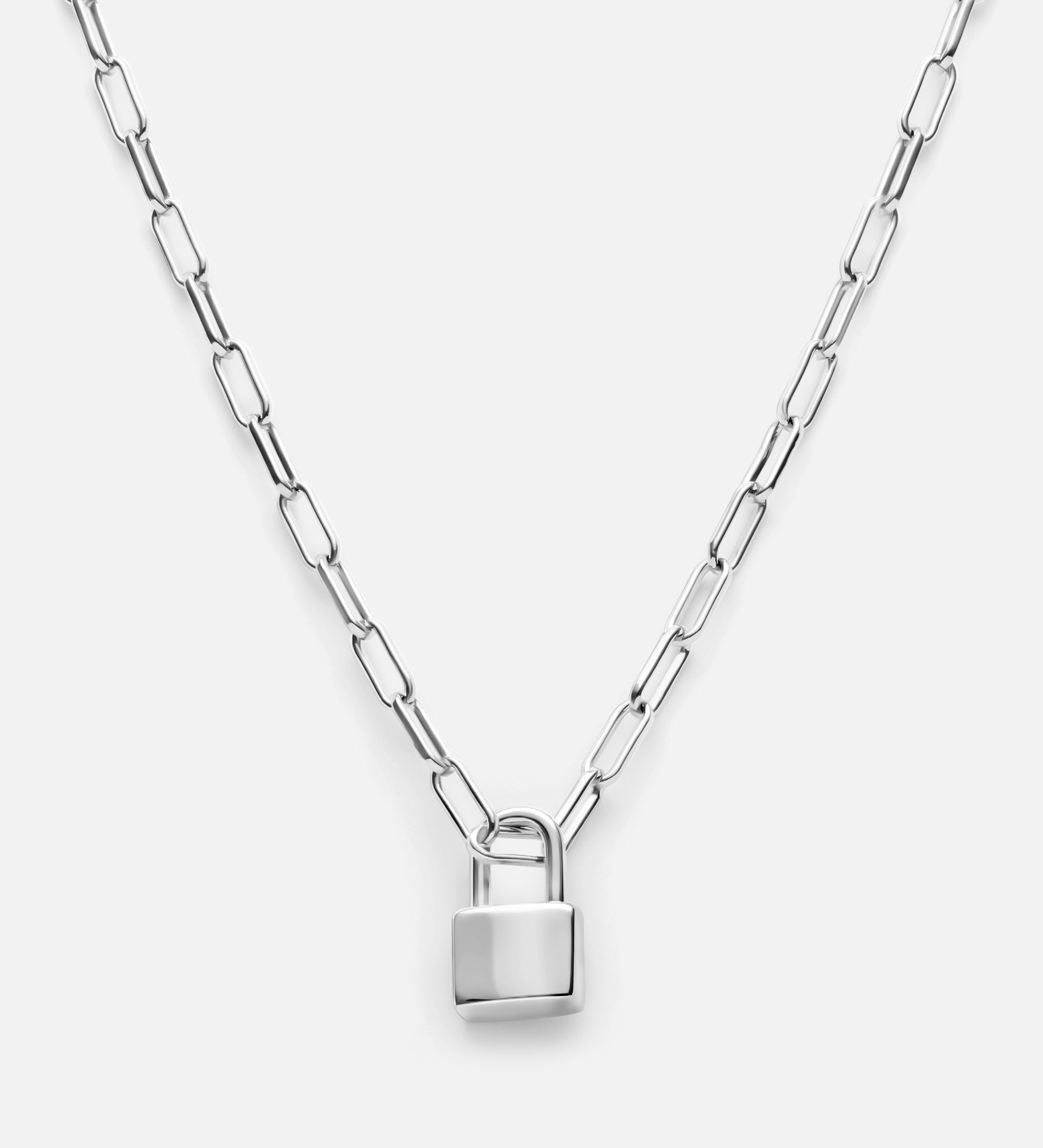 Lock Necklace in Rhodium Plating on 925 Silver - Ash & Harry