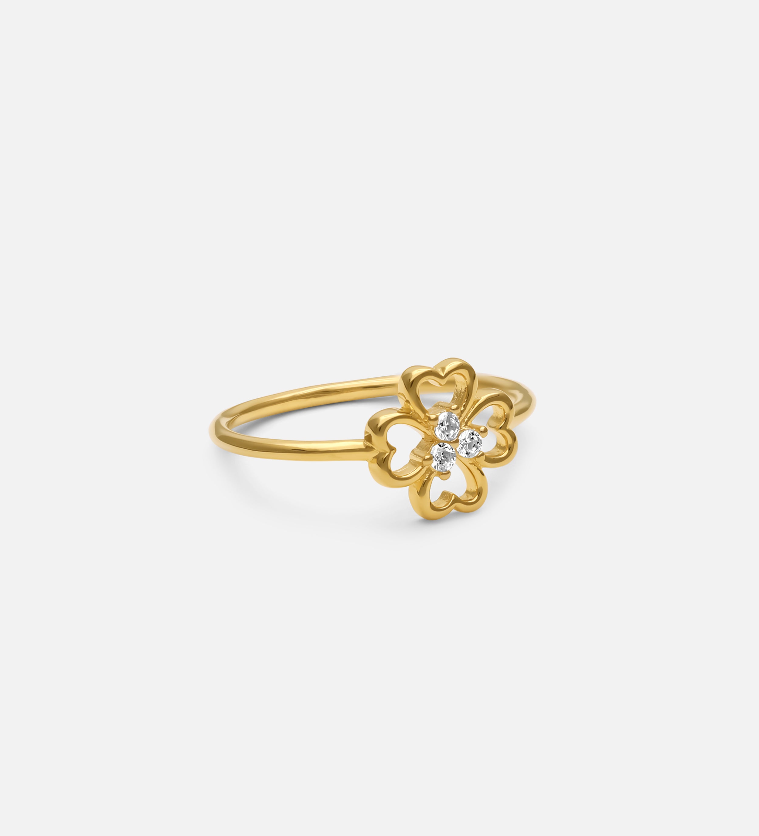 Lucky Clover Ring in 18k Gold Plating on 925 Silver - Ash & Harry