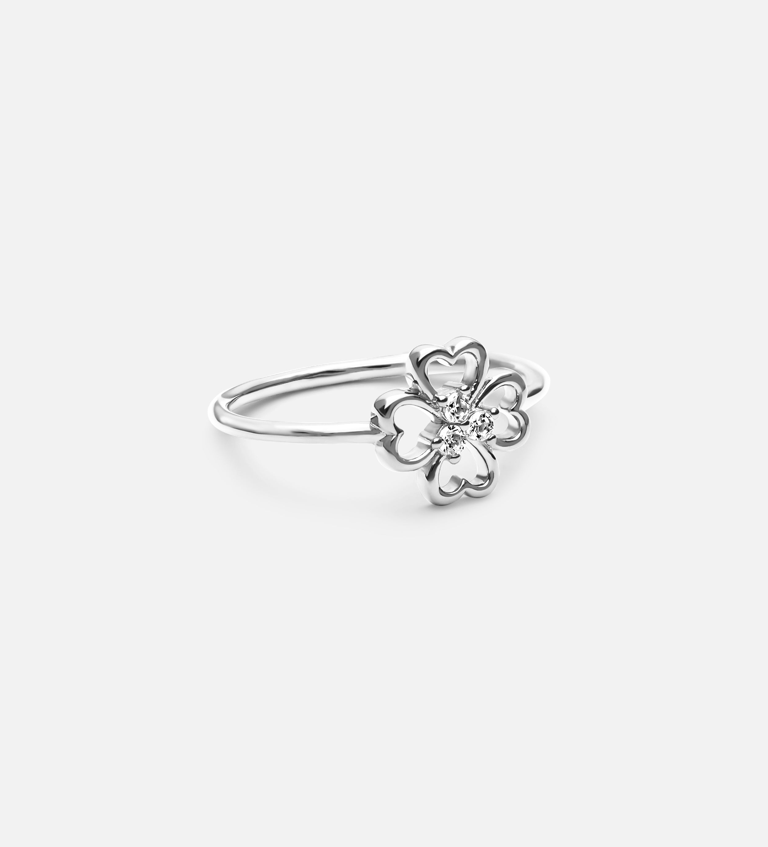 Lucky Clover Ring in Rhodium Plating on 925 Silver - Ash & Harry
