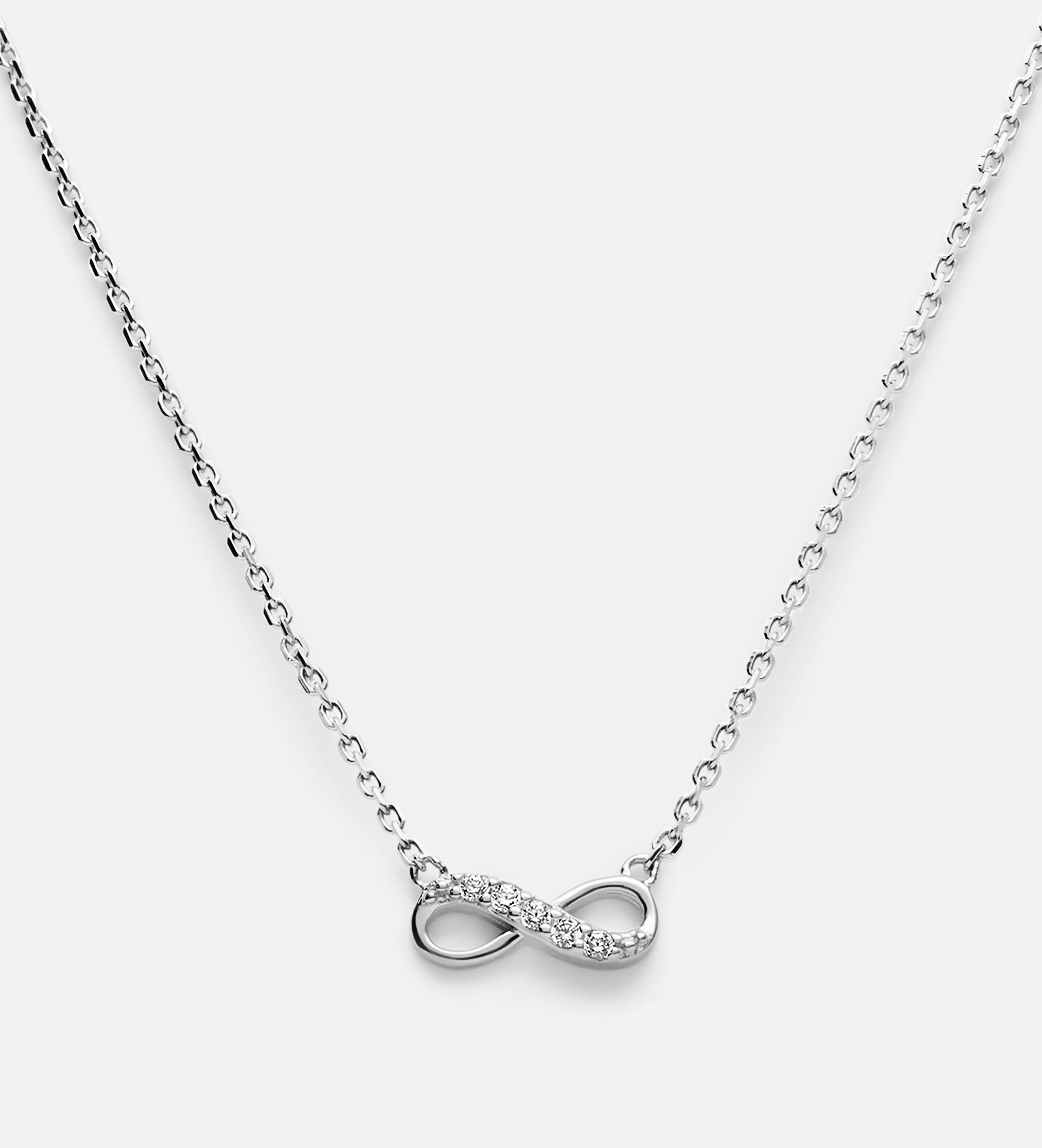 Mini Infinity Pave Necklace in Rhodium Plating on 925 Silver - Ash & Harry