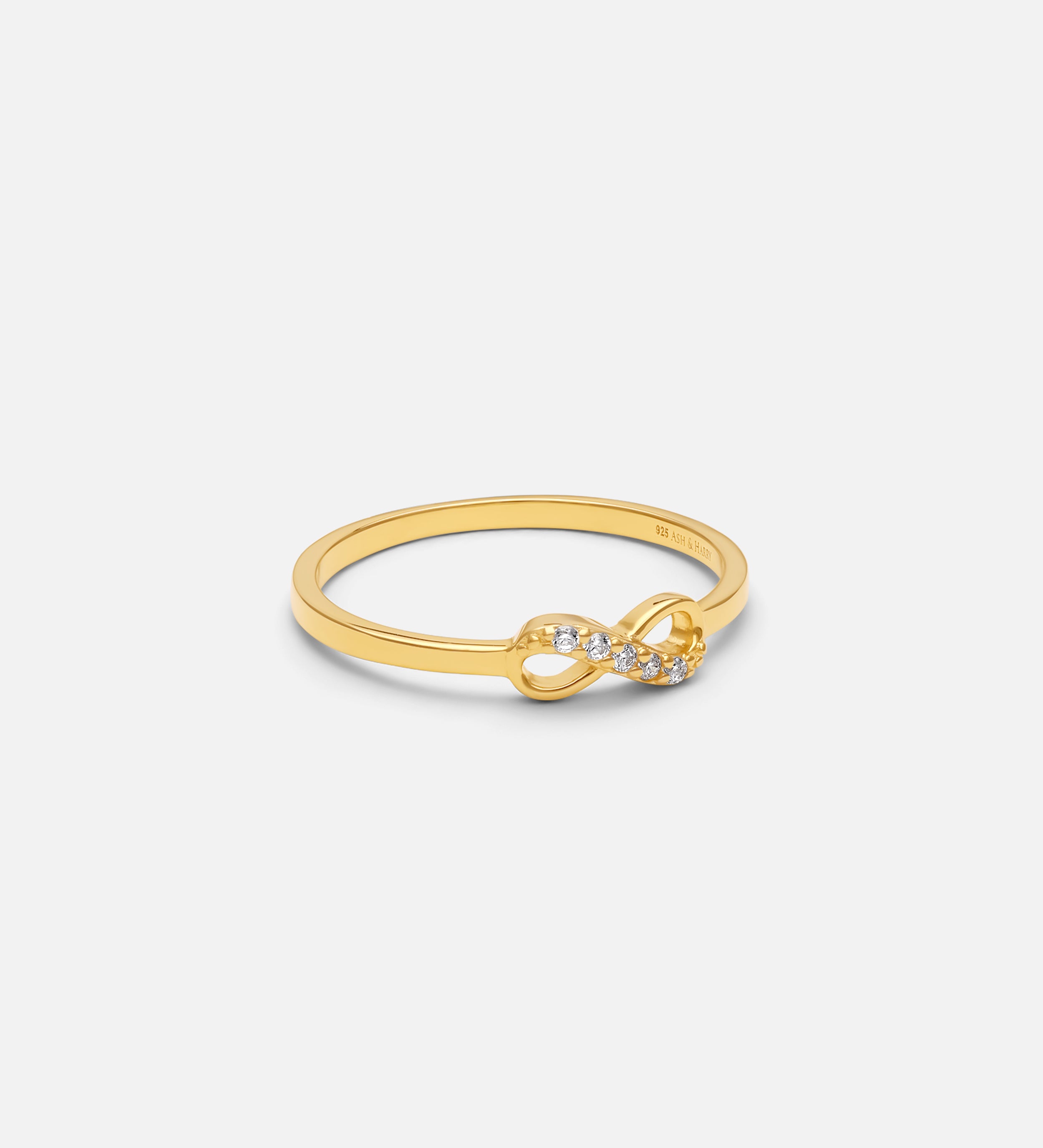 Mini Infinity Pave Ring in 18k Gold Plating on 925 Silver - Ash & Harry