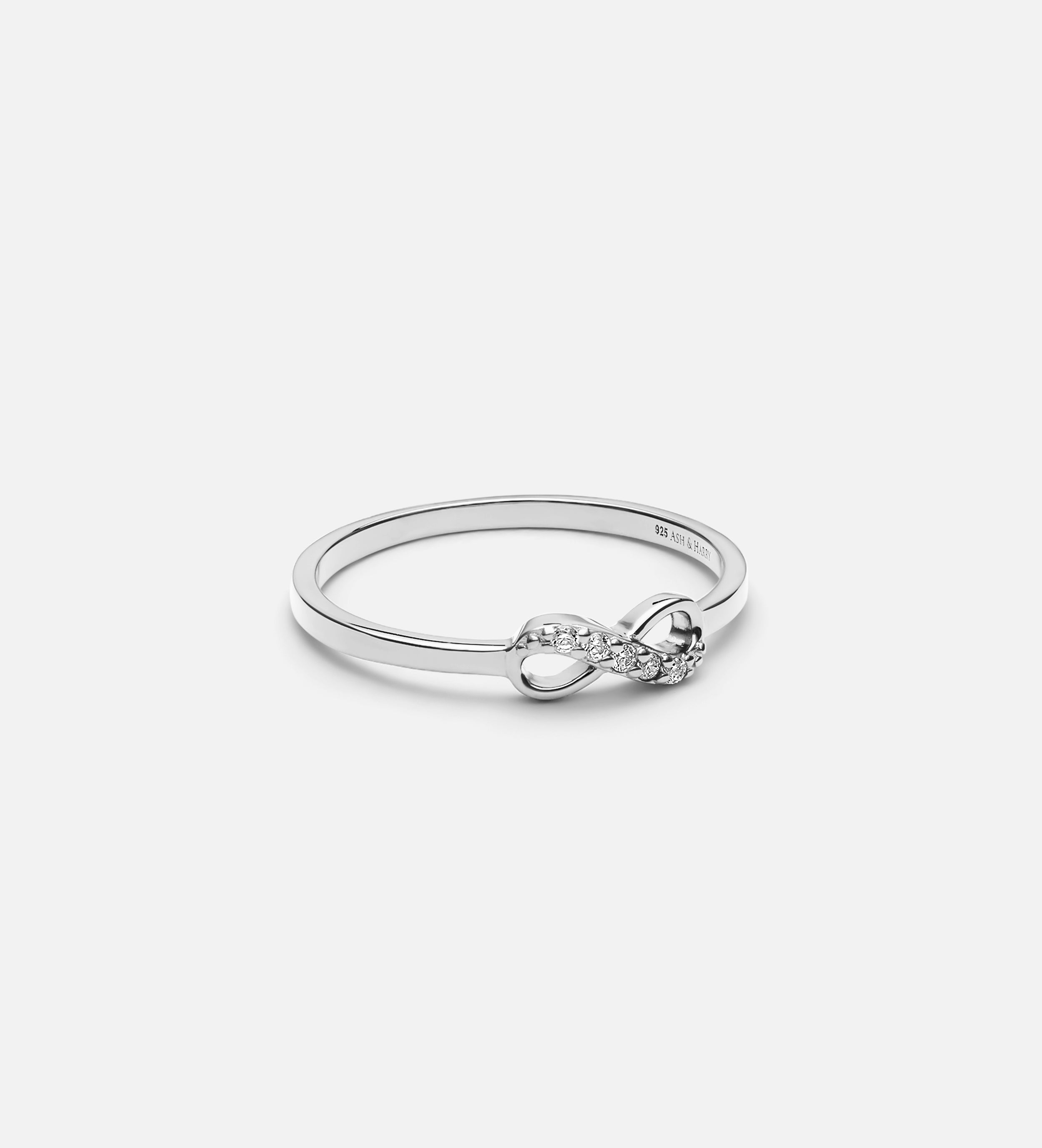 Mini Infinity Pave Ring in Rhodium Plating on 925 Silver - Ash & Harry