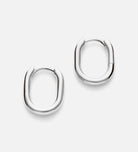 Oval Hanging Hoops in Rhodium Plating on 925 Silver - Ash & Harry
