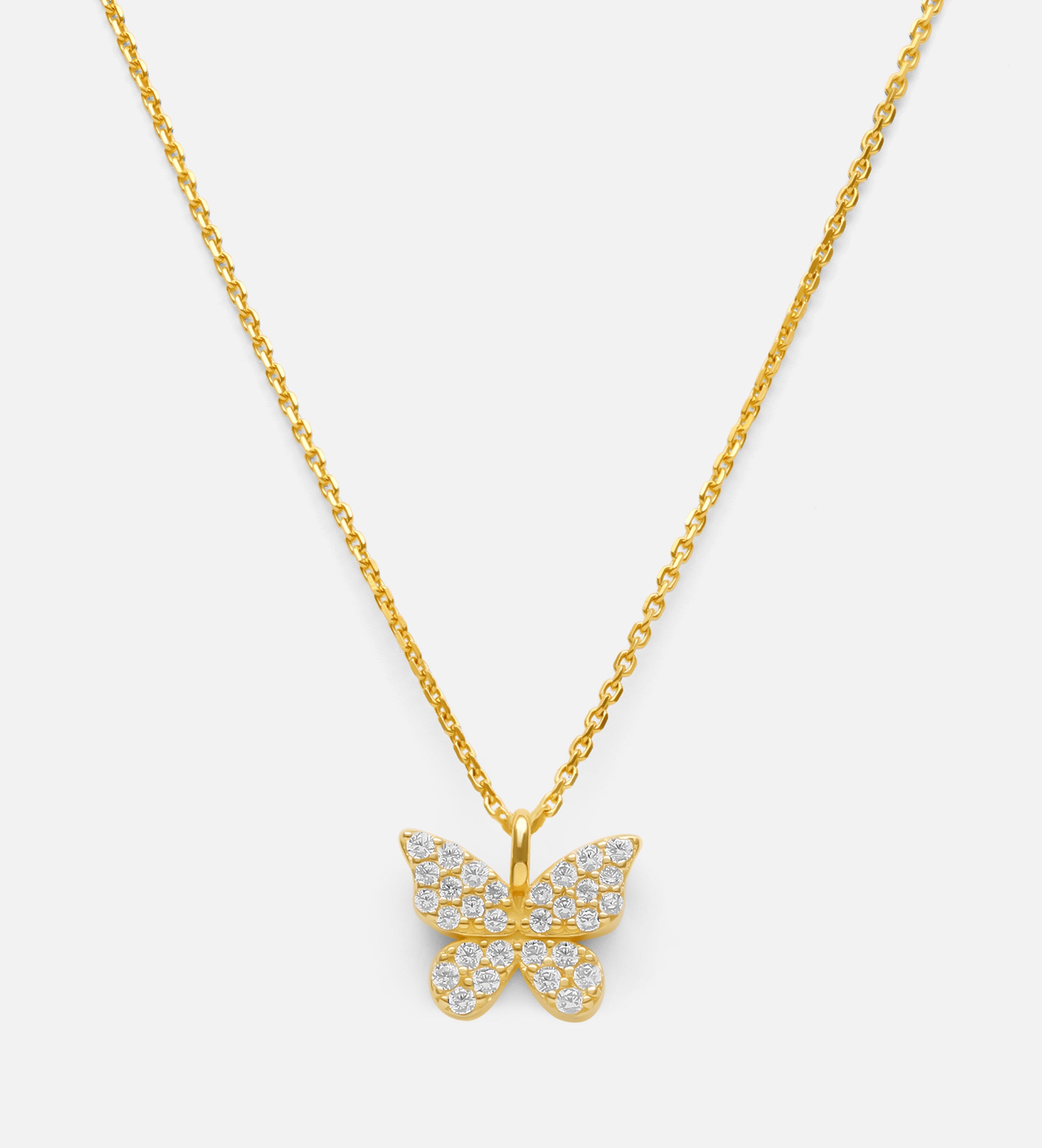 Pave Butterfly Necklace in 18k Gold Plating on 925 Silver - Ash & Harry
