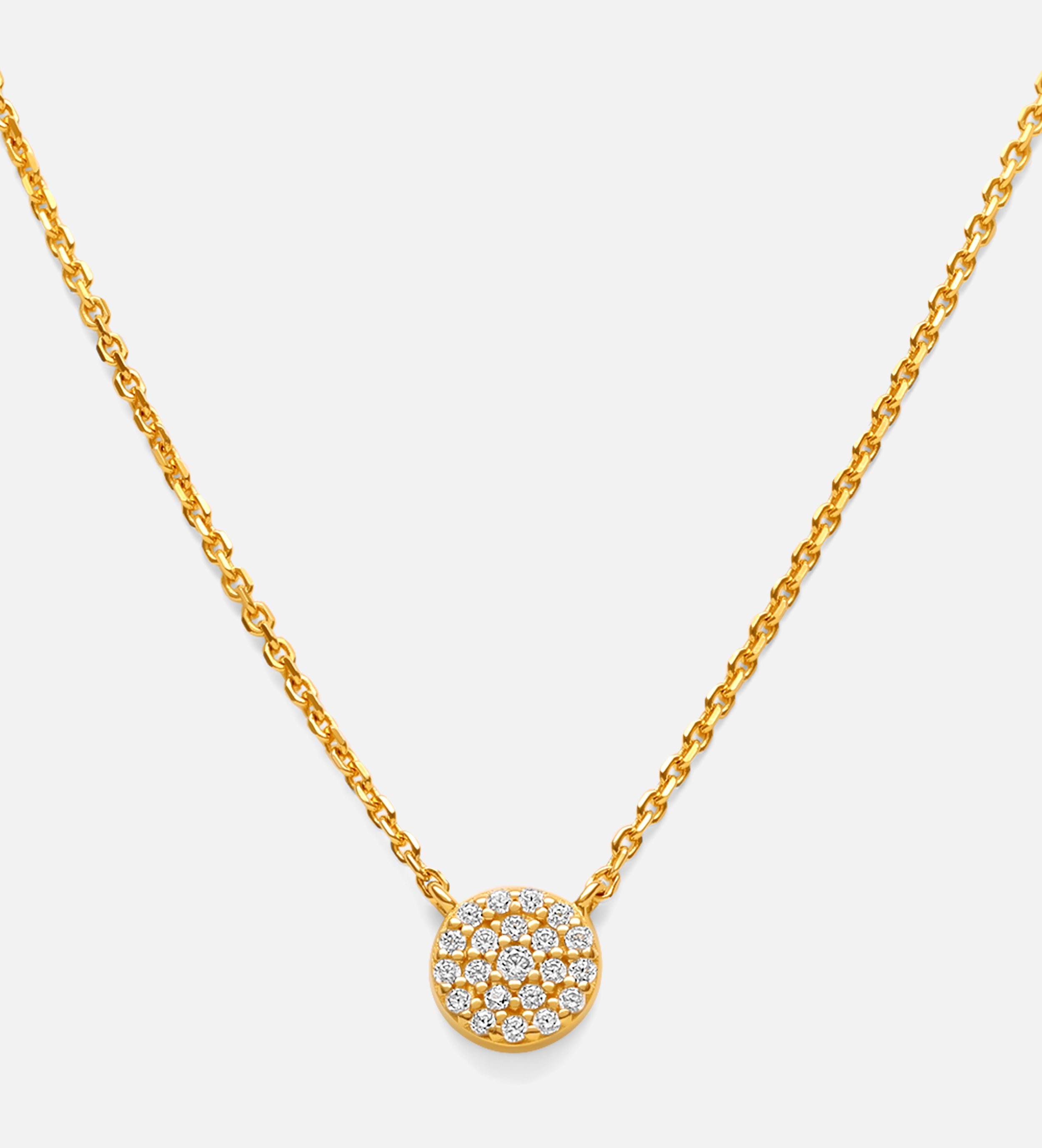 Round Pave Cluster Necklace in 18k Gold Plating on 925 Silver - Ash & Harry