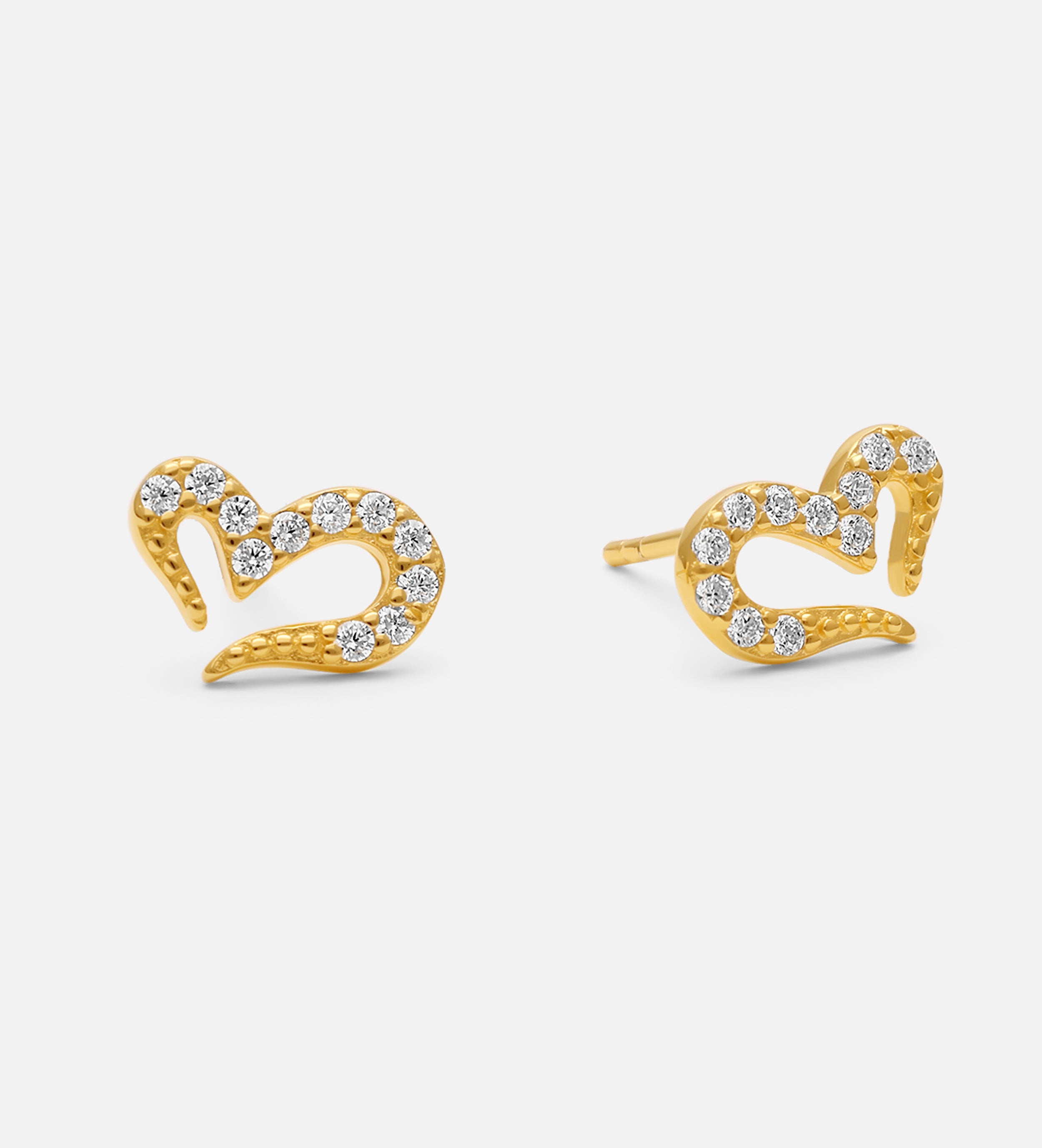 Pave Heart Earrings in 18k Gold Plating on 925 Silver - Ash & Harry