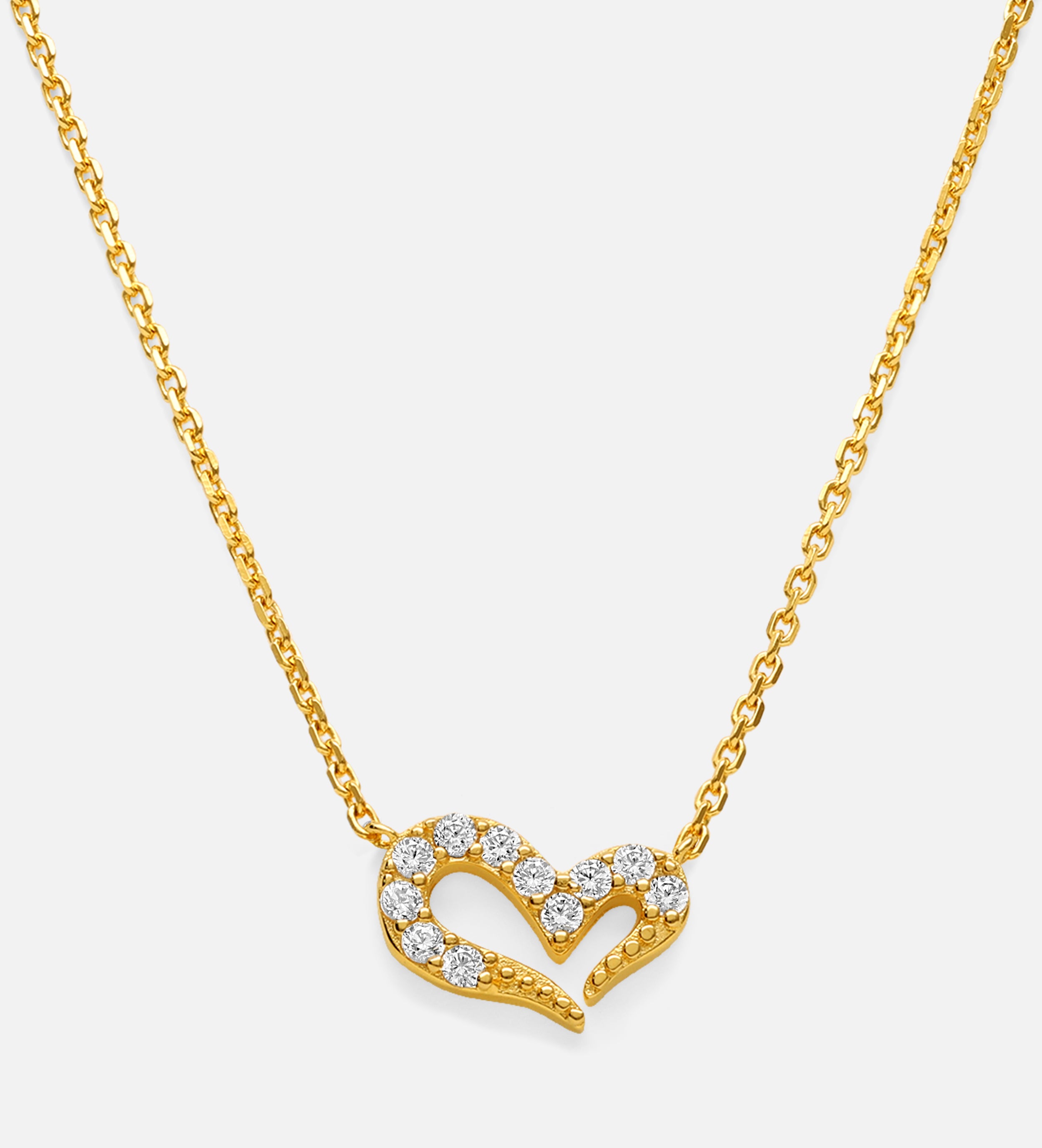 Pave Heart Silhouette Necklace in 18k Gold Plating on 925 Silver - Ash & Harry
