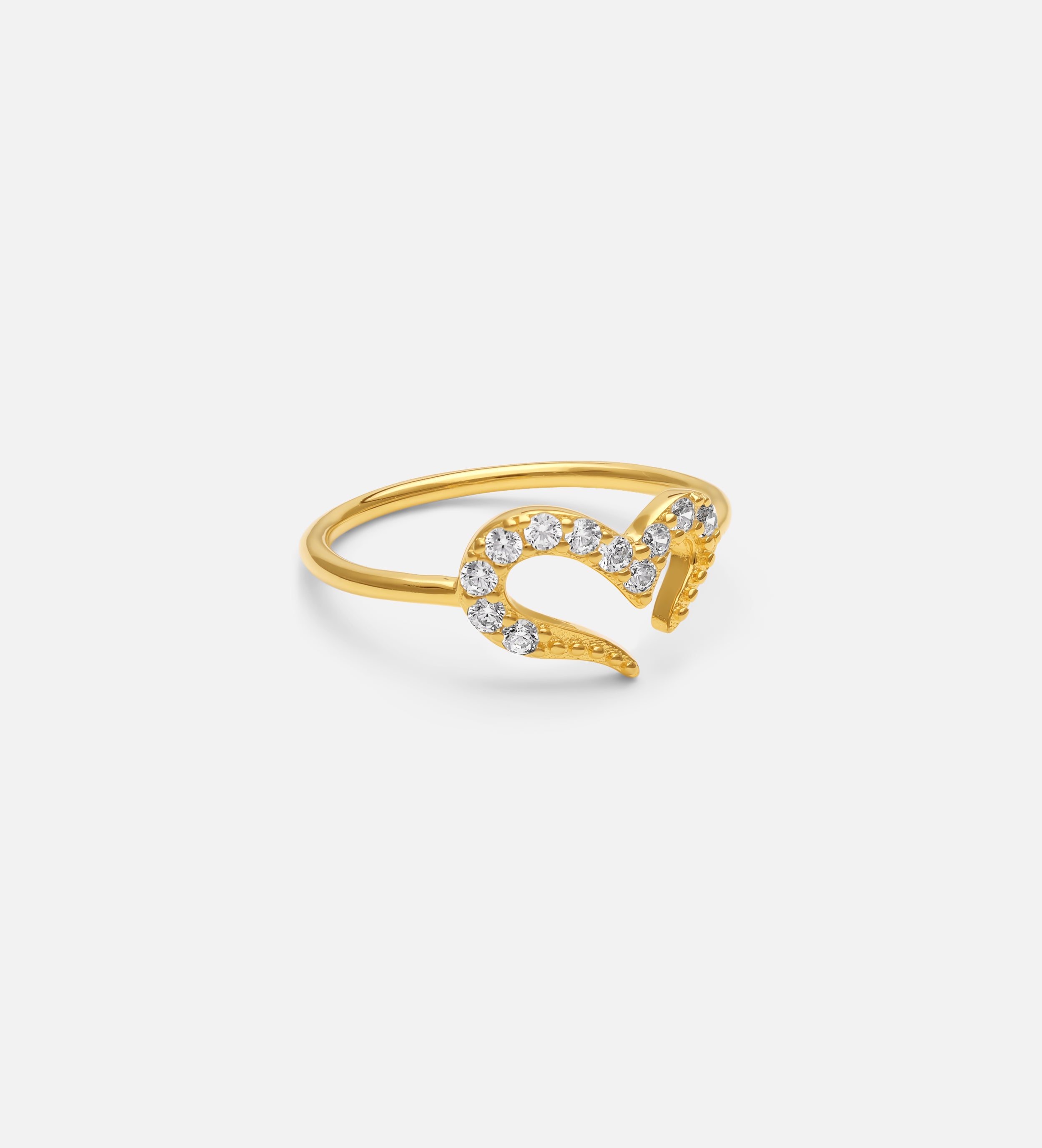 Pave Heart Silhouette Ring in 18k Gold Plating on 925 Silver - Ash & Harry