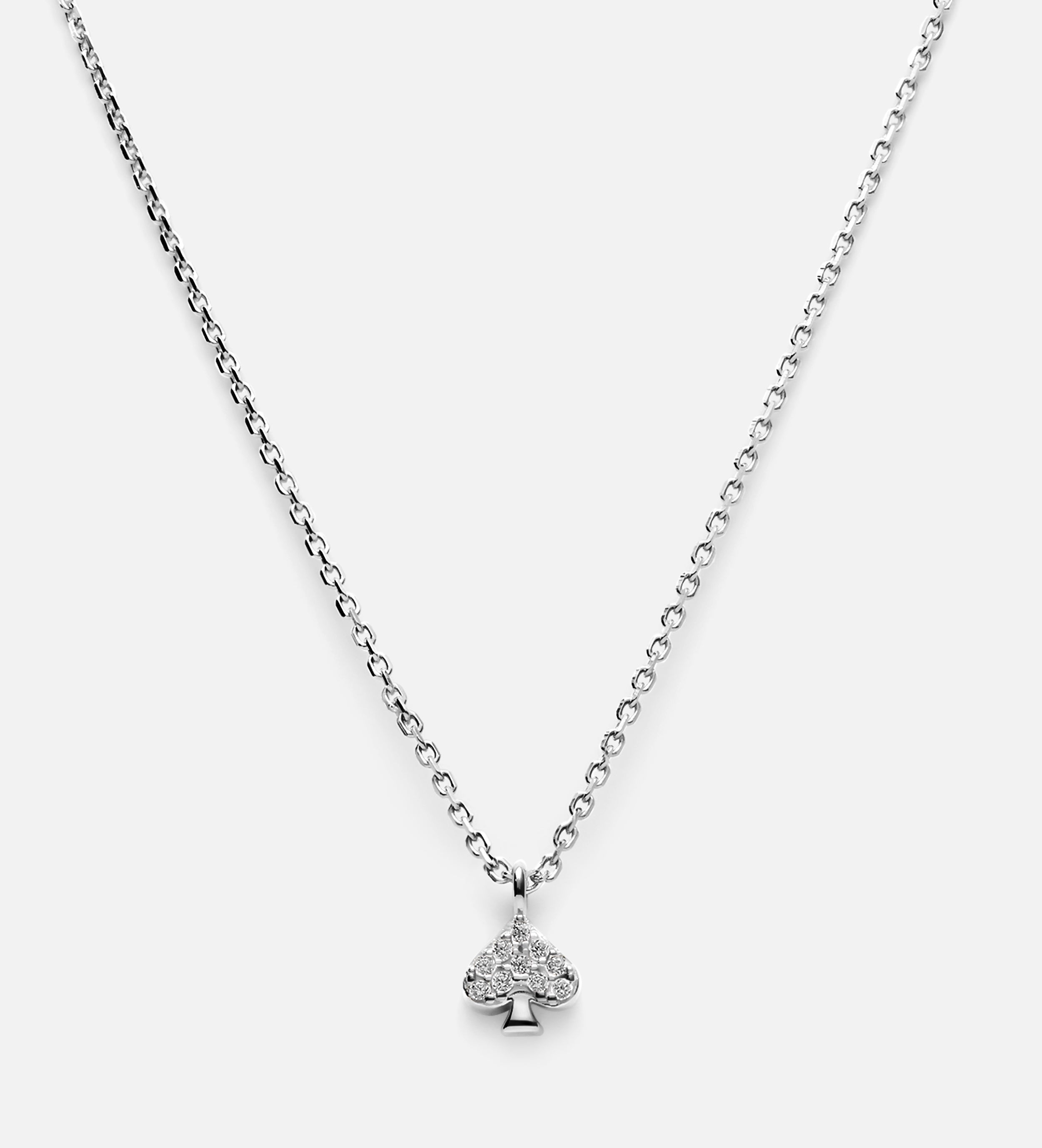 Pave Spade Necklace in Rhodium Plating on 925 Silver - Ash & Harry