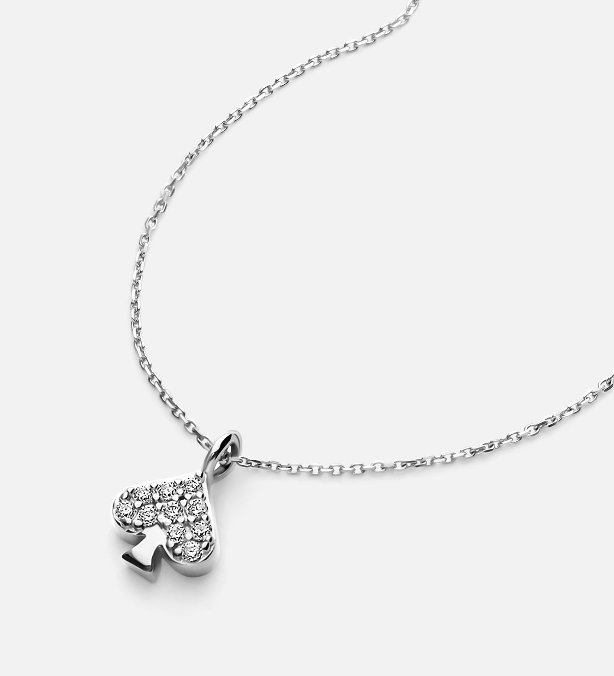 Pave Spade Necklace in Rhodium Plating on 925 Silver - Ash & Harry