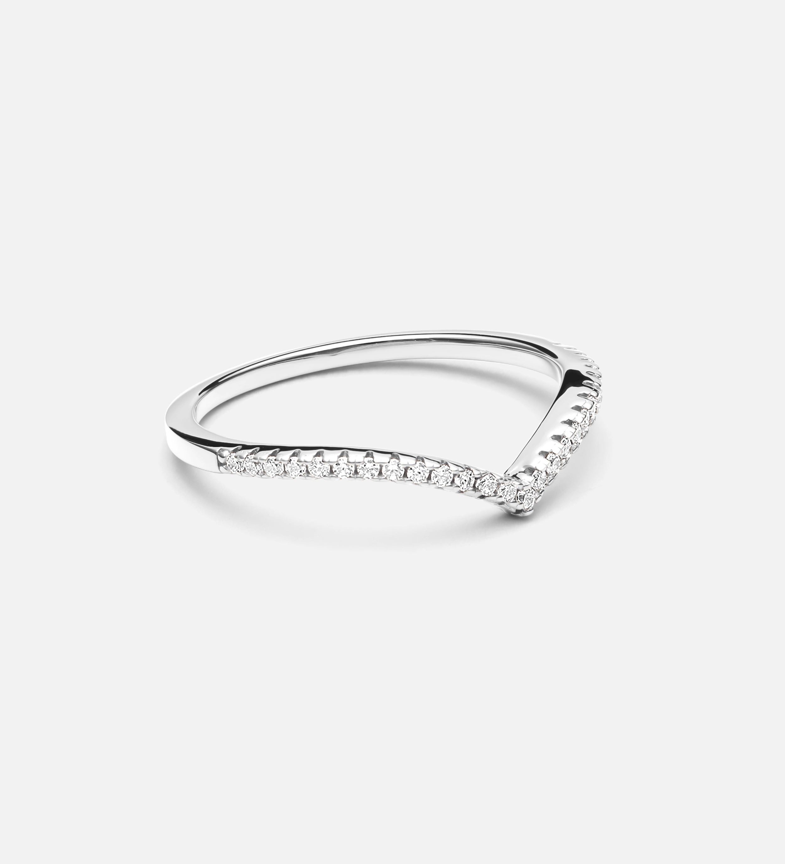 Pave Wishbone Ring in Rhodium Plating on 925 Silver - Ash & Harry