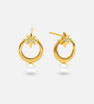 Pearl Drop Starburst Earrings in 18k Gold Plating on 925 Silver - Ash & Harry