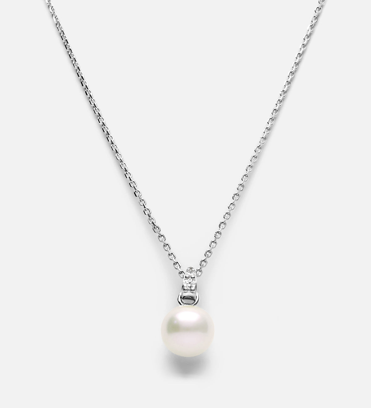 Pearl Pendant Necklace in Rhodium Plating on 925 Silver - Ash & Harry