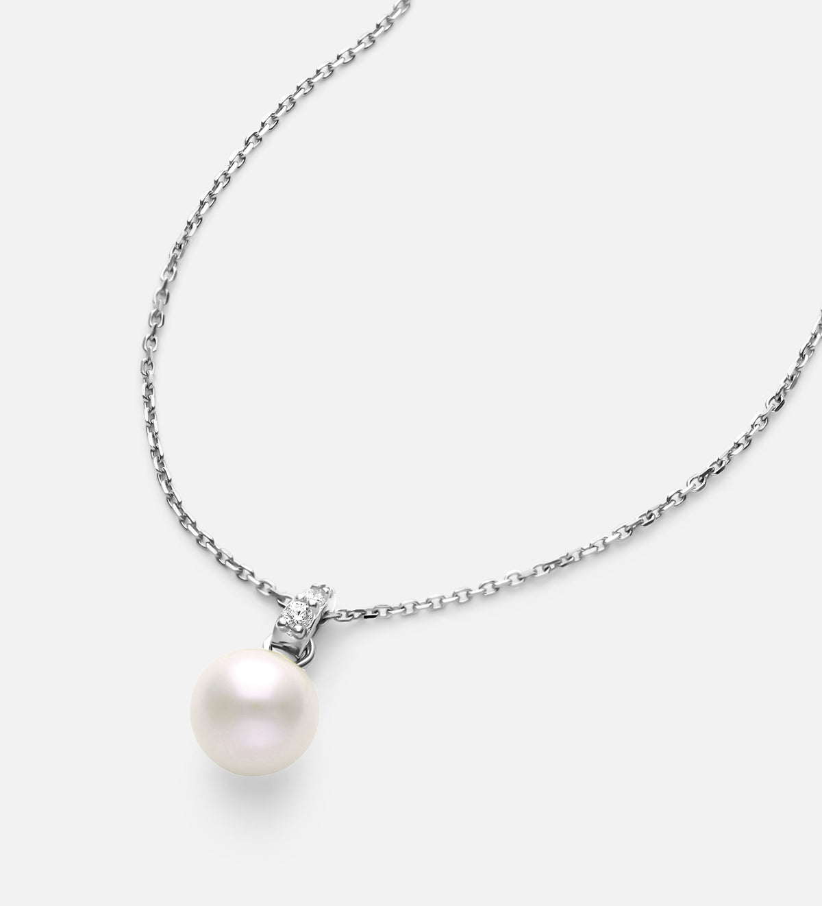 Pearl Pendant Necklace in Rhodium Plating on 925 Silver - Ash & Harry