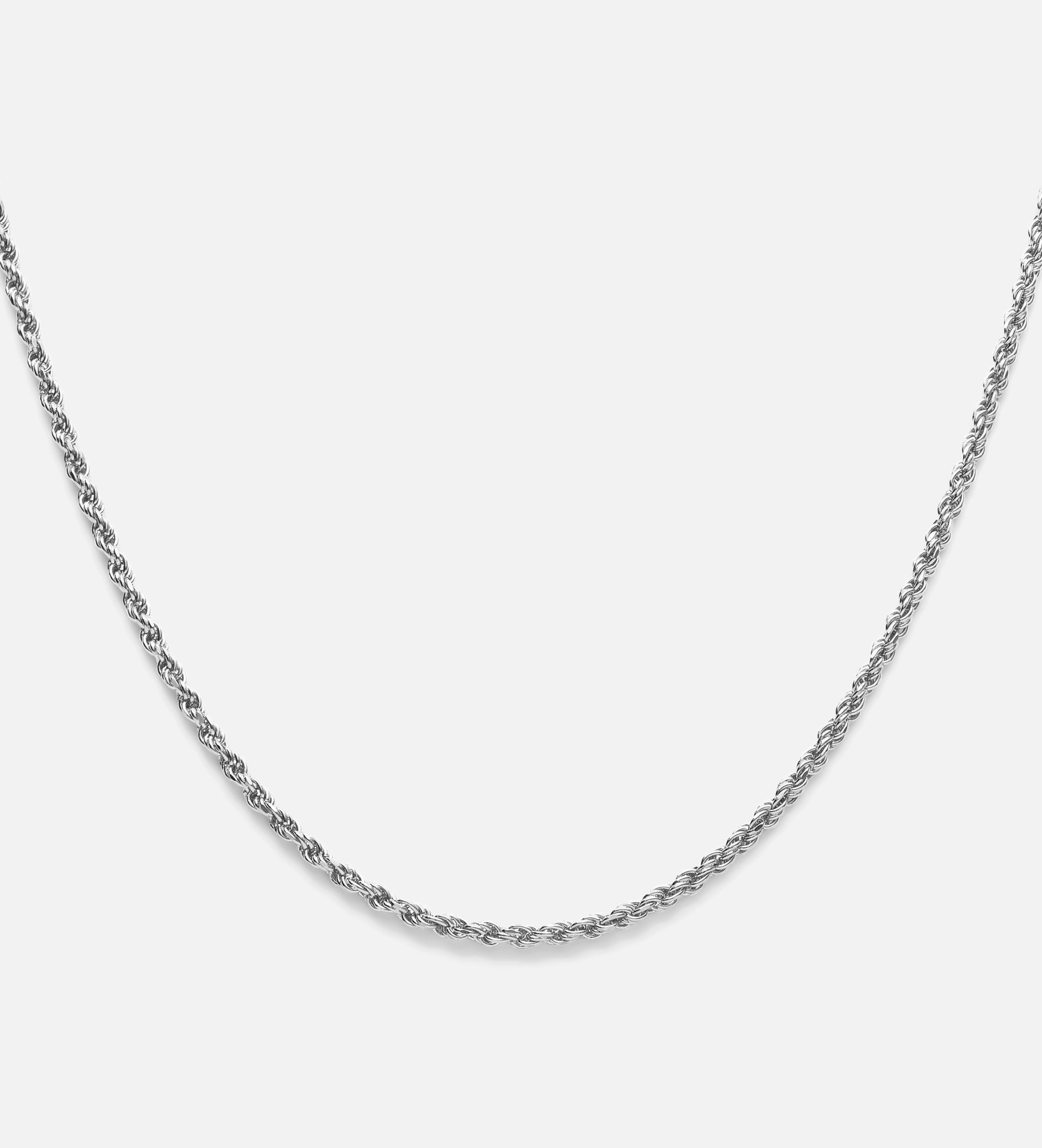 Rope Chain Necklace in Rhodium Plating on 925 Silver - Ash & Harry