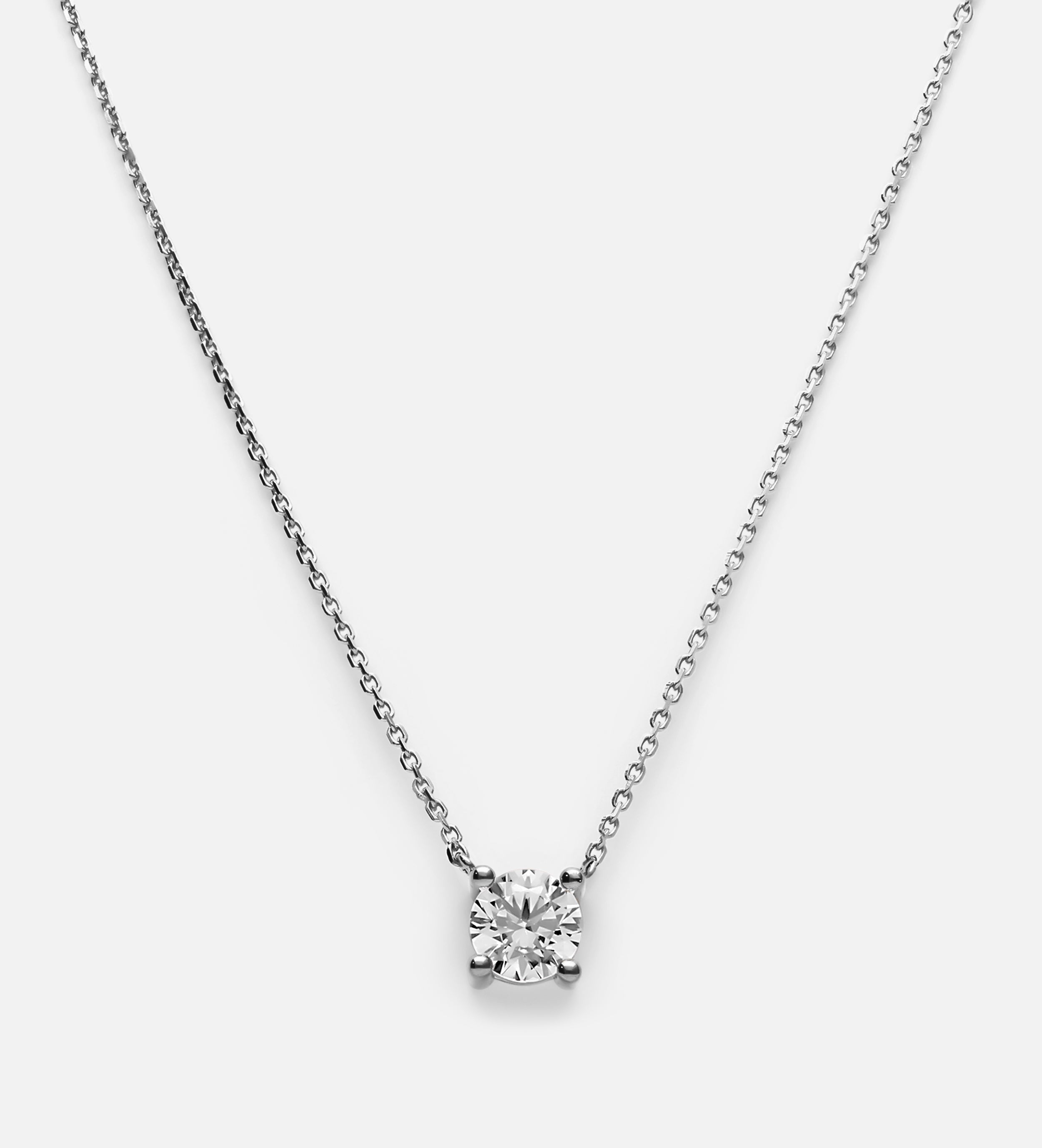 Solitaire Pendant Necklace in Rhodium Plating on 925 Silver - Ash & Harry