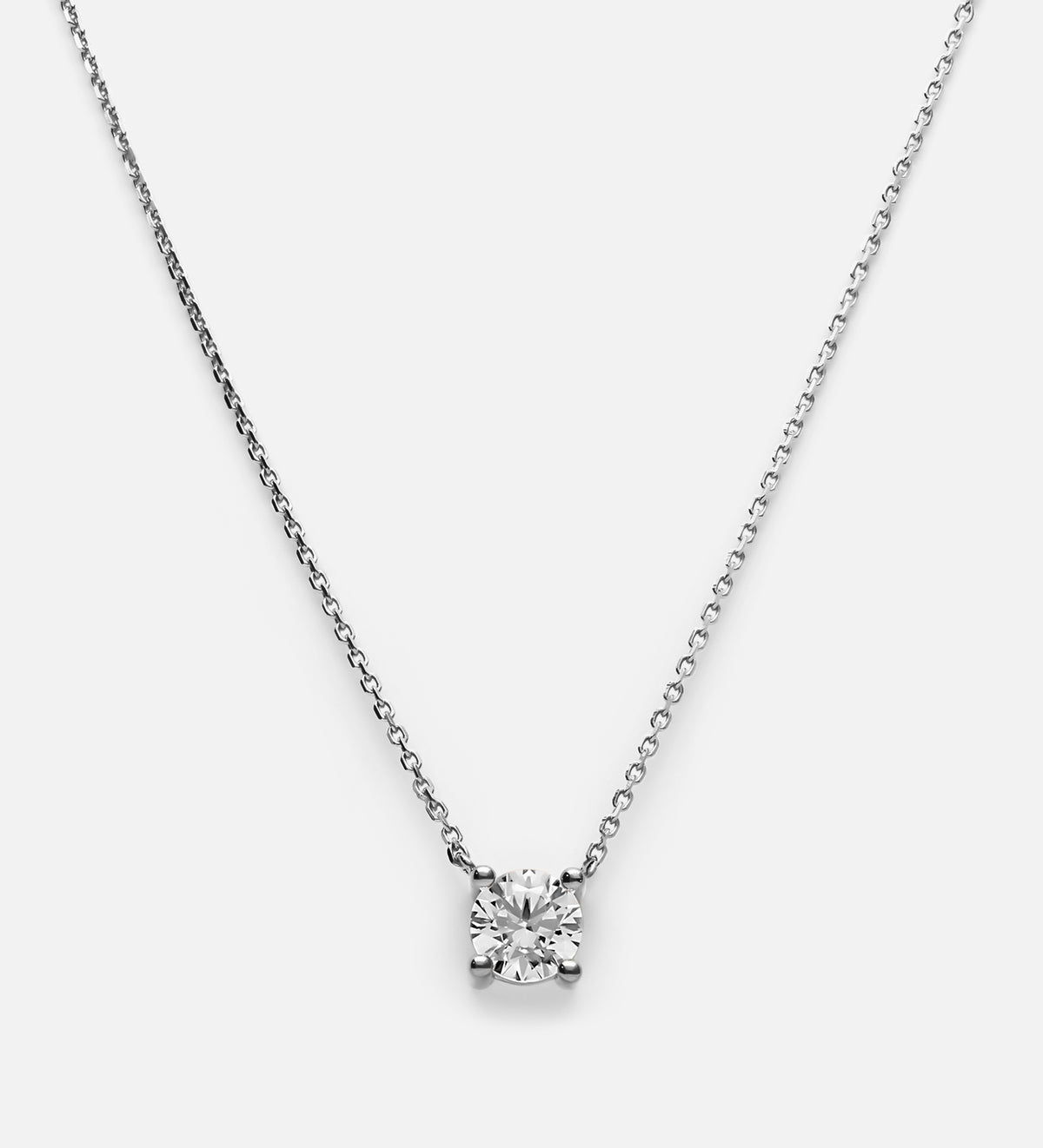 Solitaire Pendant Necklace in Rhodium Plating on 925 Silver - Ash & Harry