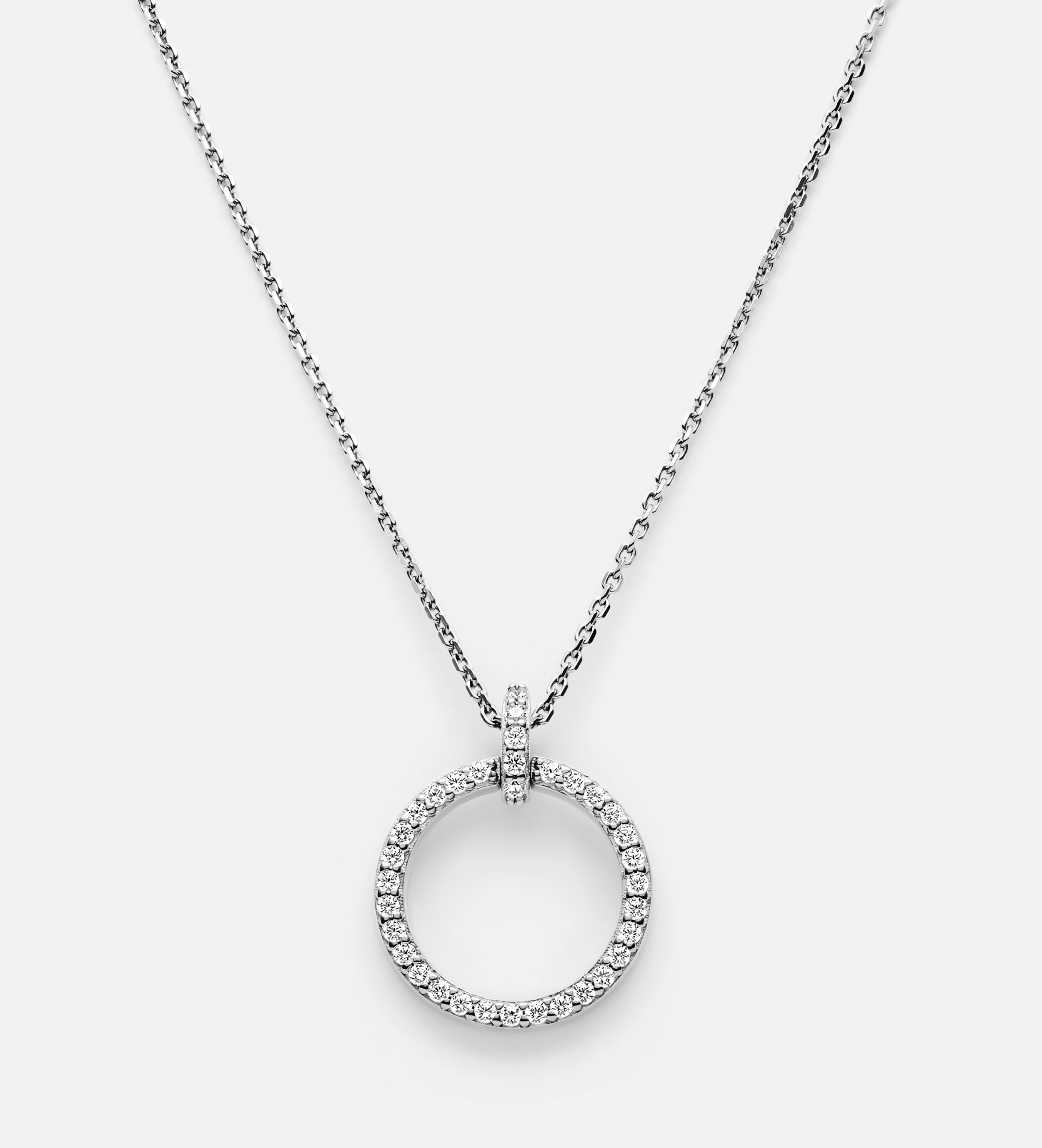 Gemstone Ring Necklace in Rhodium Plating on 925 Silver - Ash & Harry