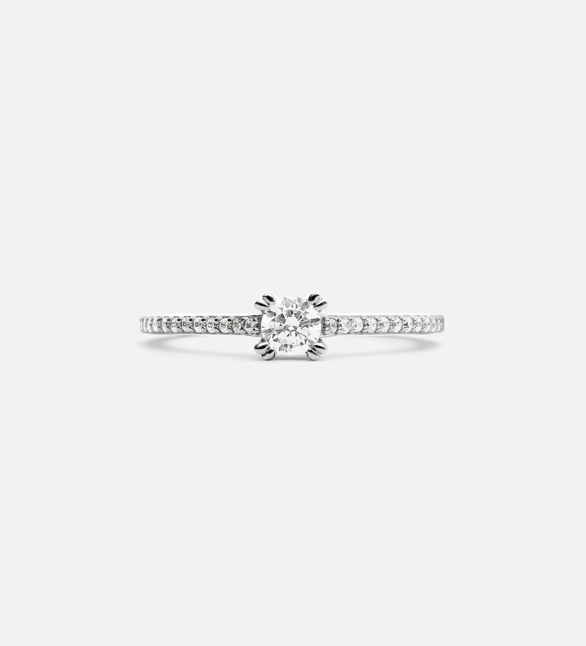 Solitaire Ring in Rhodium Plating on 925 Silver - Ash & Harry