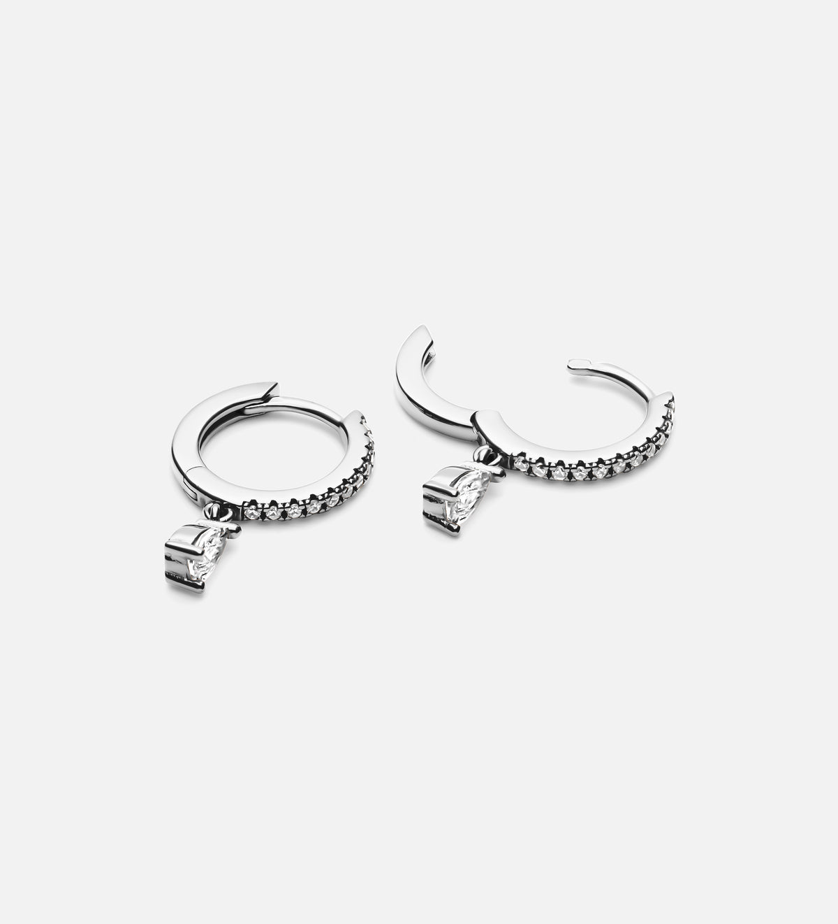 Stella Teardrop Huggies in Rhodium Plating on 925 Silver - Ash & Harry