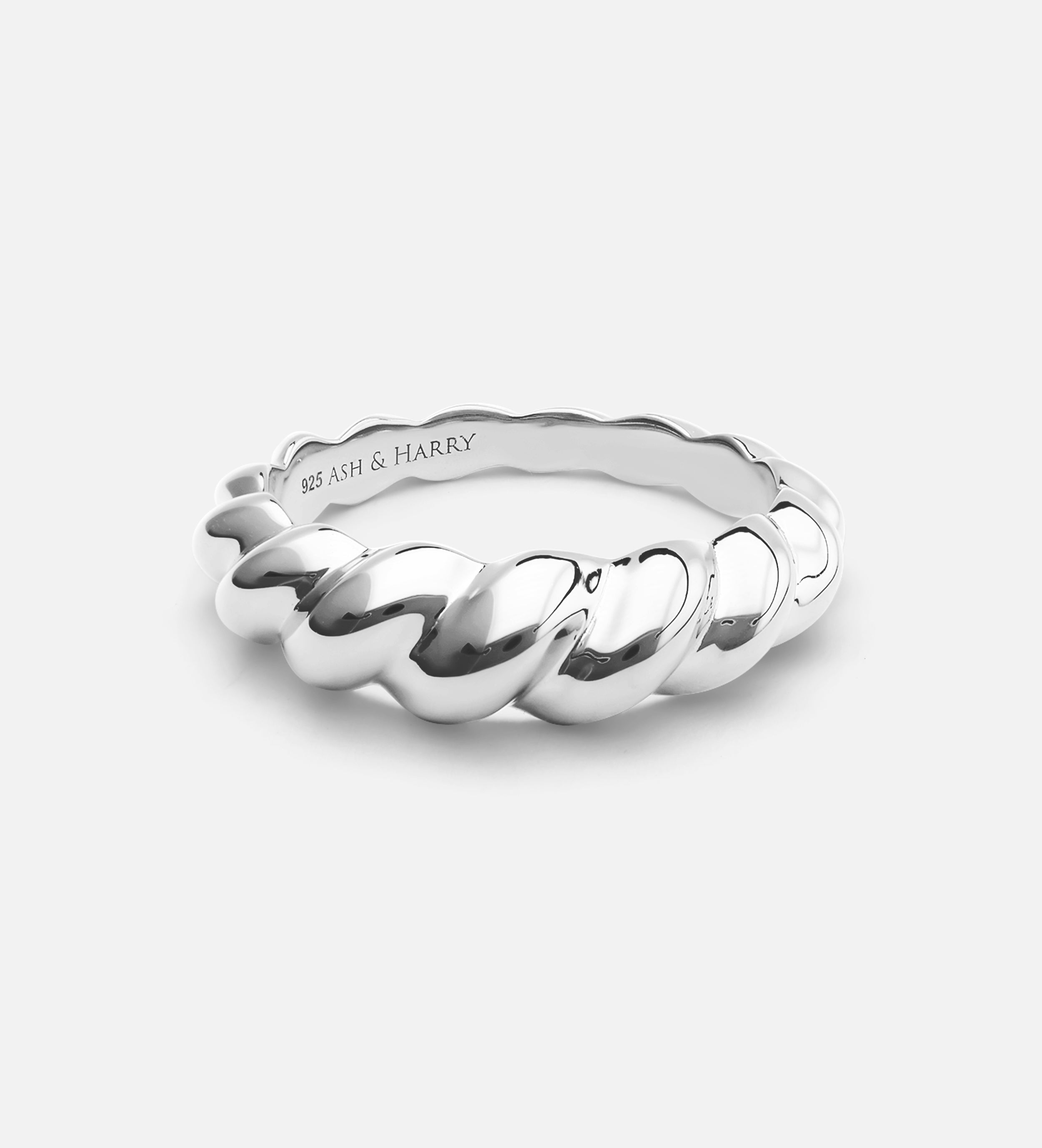 Thin Croissant Ring in Rhodium Plating on 925 Silver - Ash & Harry