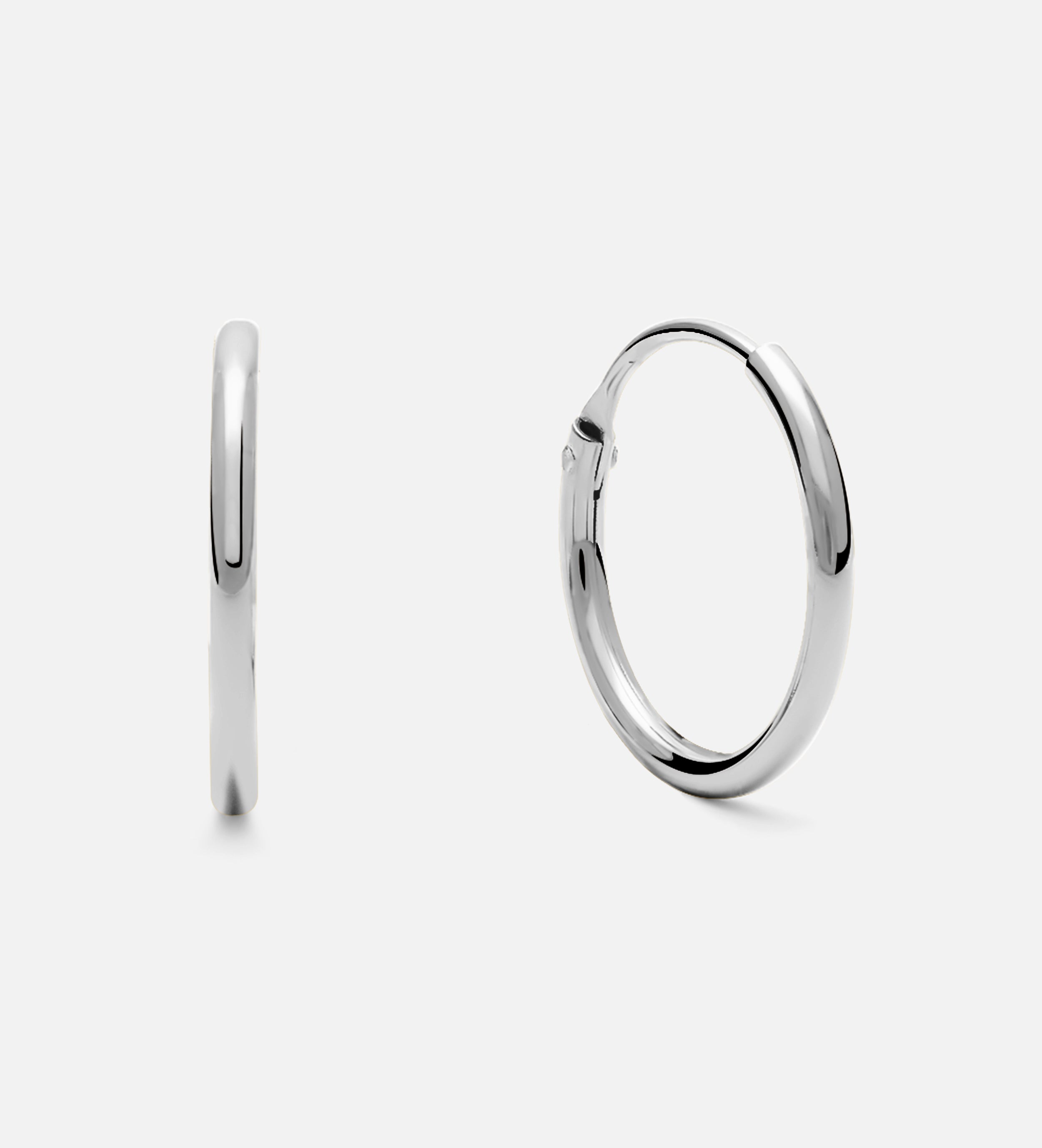 Thin Small Hoops in Rhodium Plating on 925 Silver - Ash & Harry