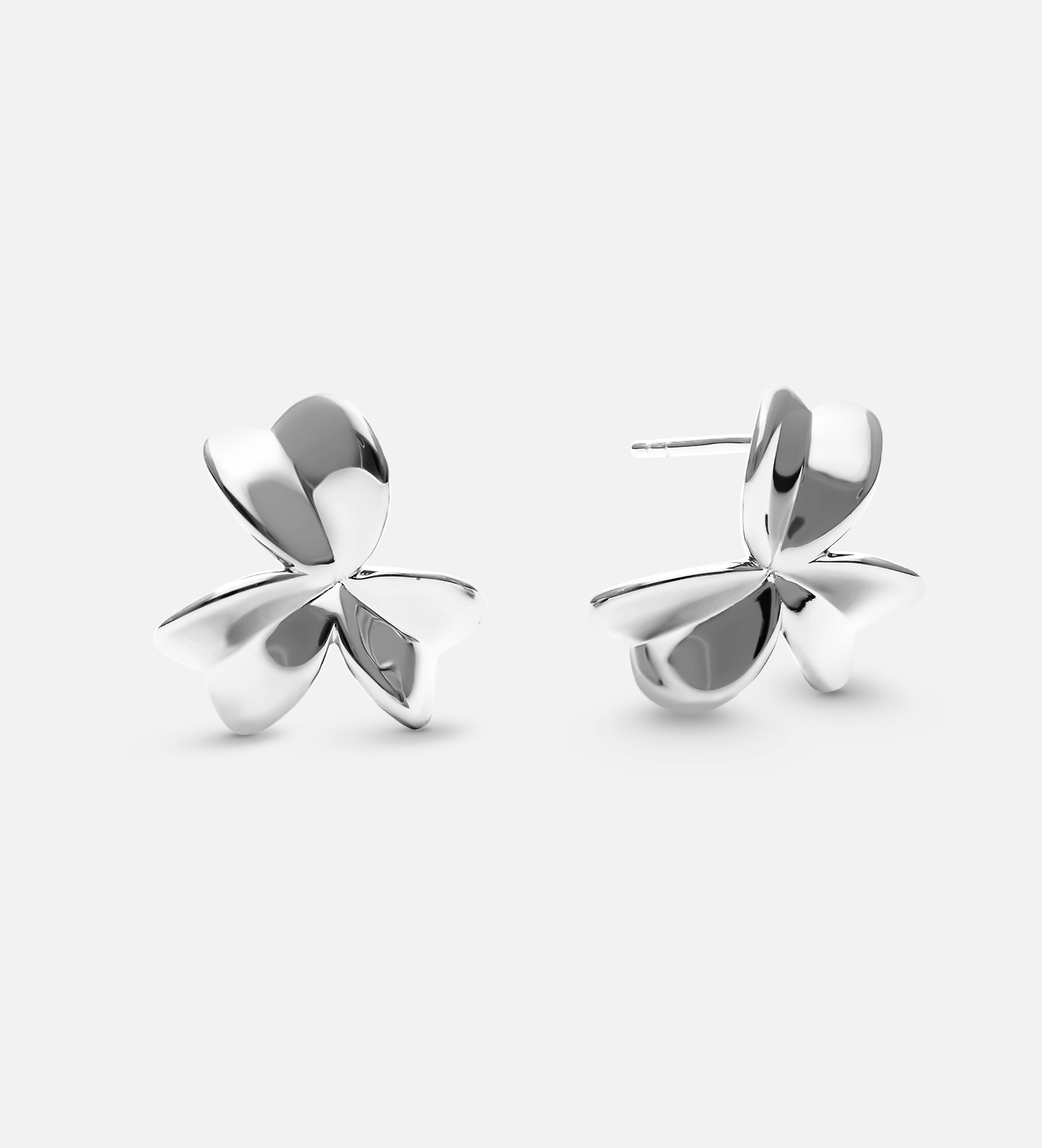 Three Leaf Clover Earrings in Rhodium Plating on 925 Silver - Ash & Harry