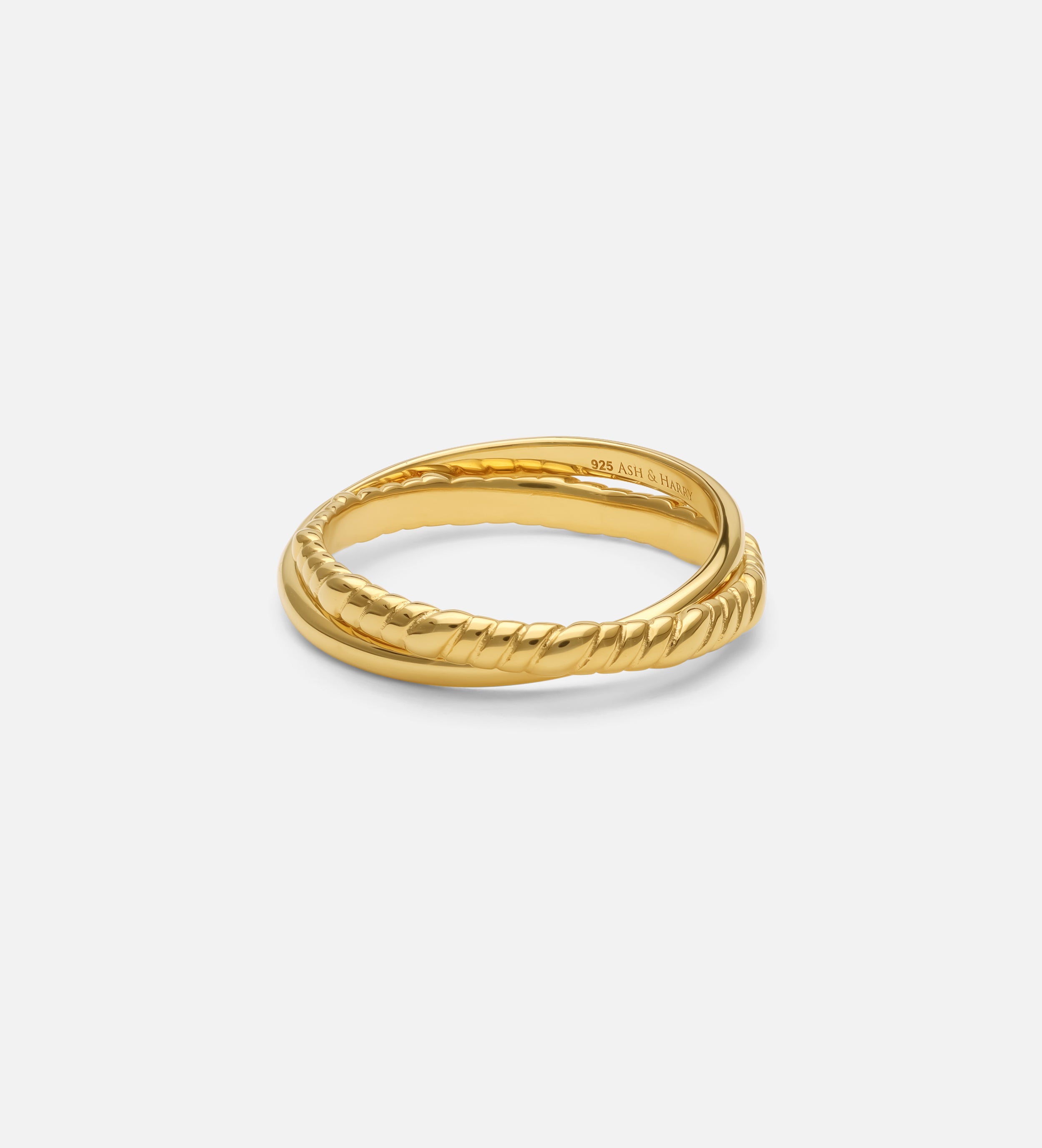 Intertwined Duo Ring in 18k Gold Plating on 925 Silver - Ash & Harry